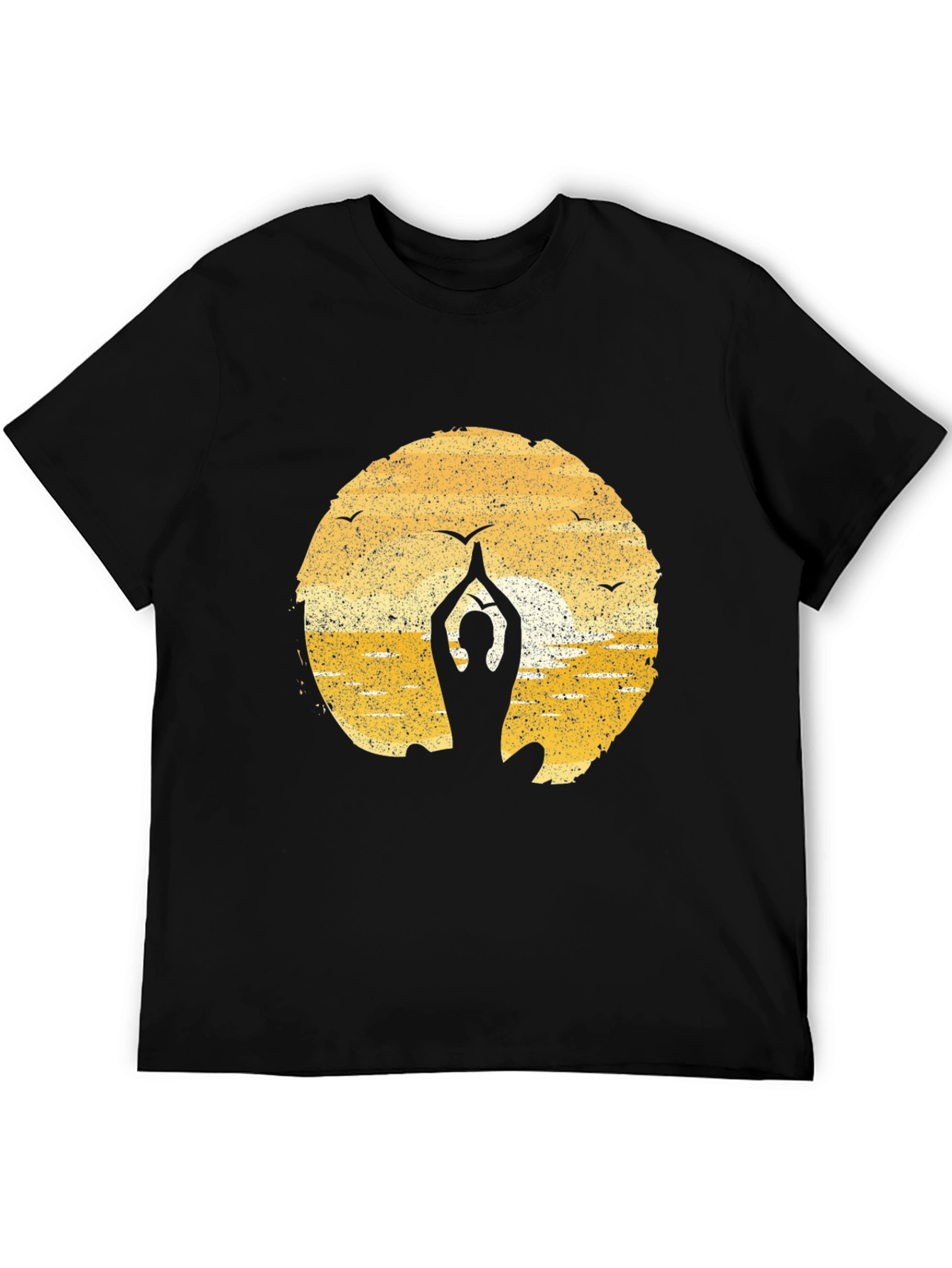 Black Yoga Silhouette T-Shirt - Meditation Peace  view 5