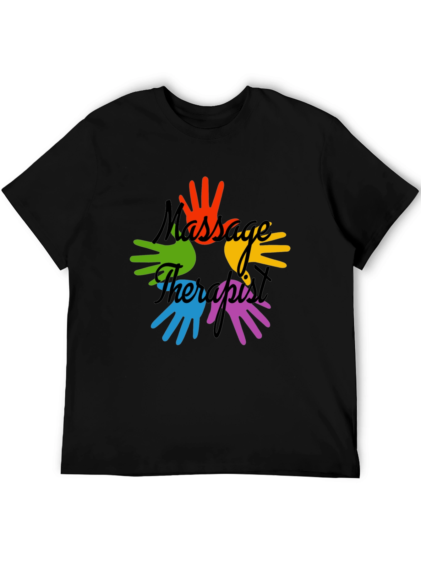 Black Massage Therapist Colorful Hands Graphic T-Shirt view 5