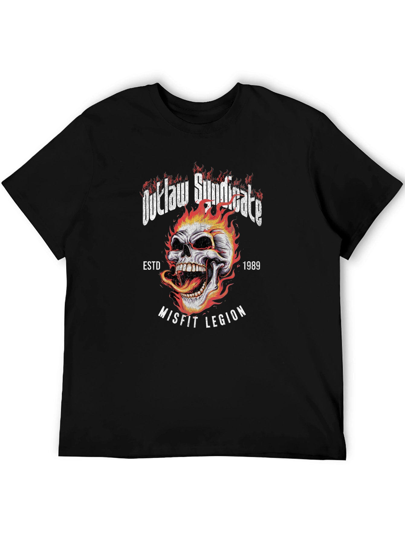 Black Outlaw Syndicate Graphic T-Shirt - Misfit Legion Skull view 5