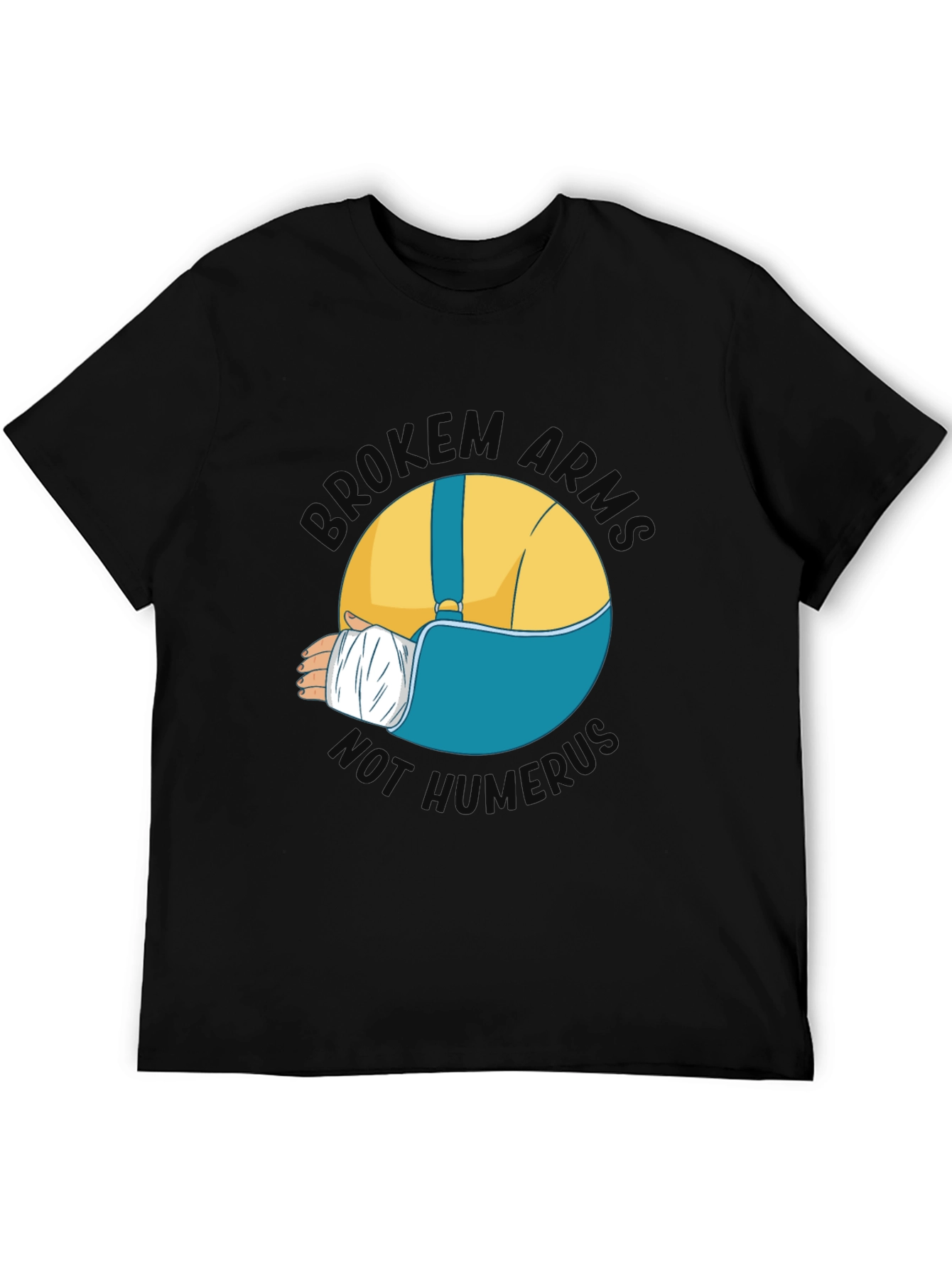 Black Broken Arms Humor Graphic T-Shirt view 5