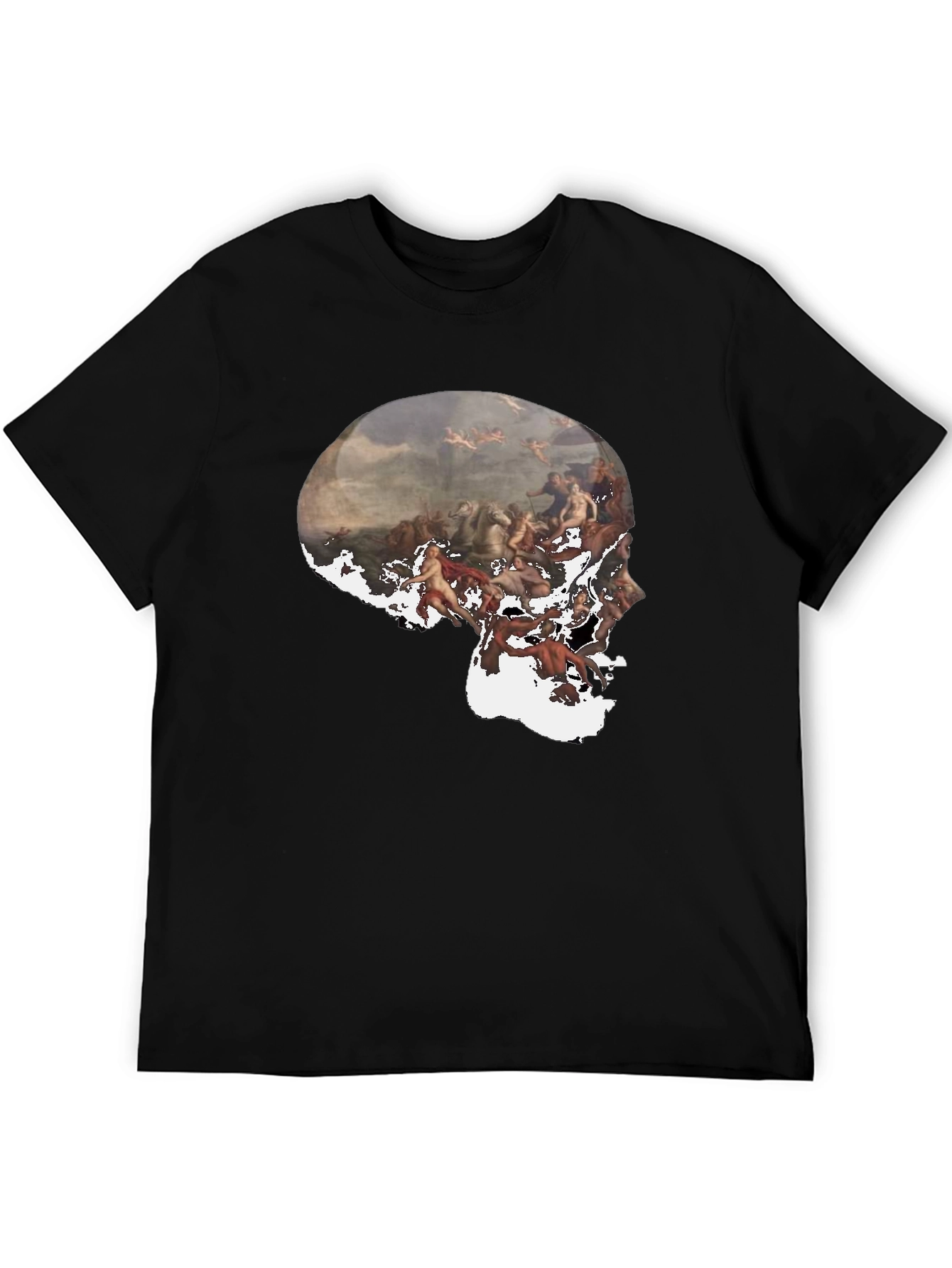 Black Skull Art Graphic Black T-Shirt view 5