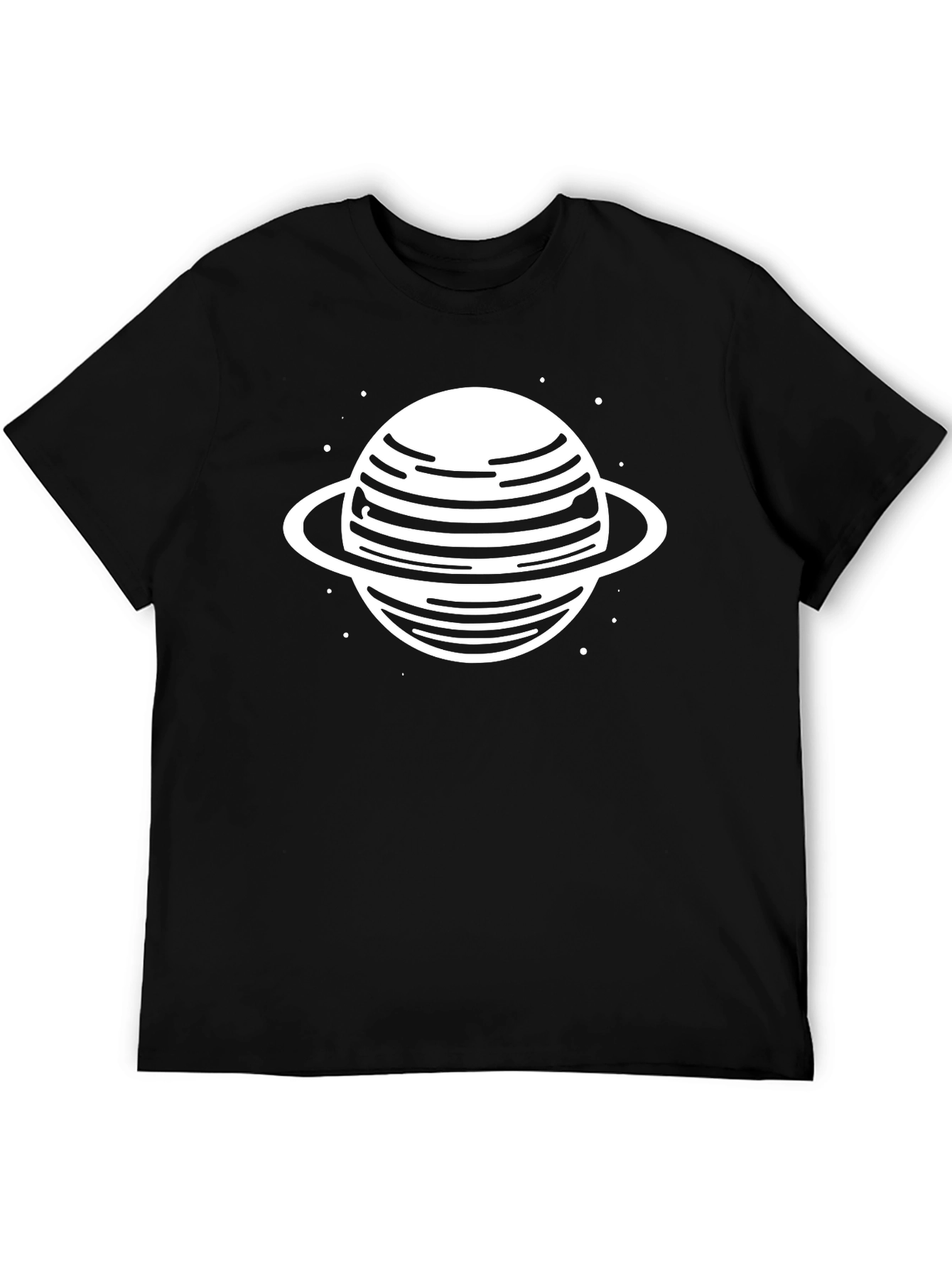 Black Saturn Graphic Tee - Trendy Black Cotton Blend T-Shirt view 5