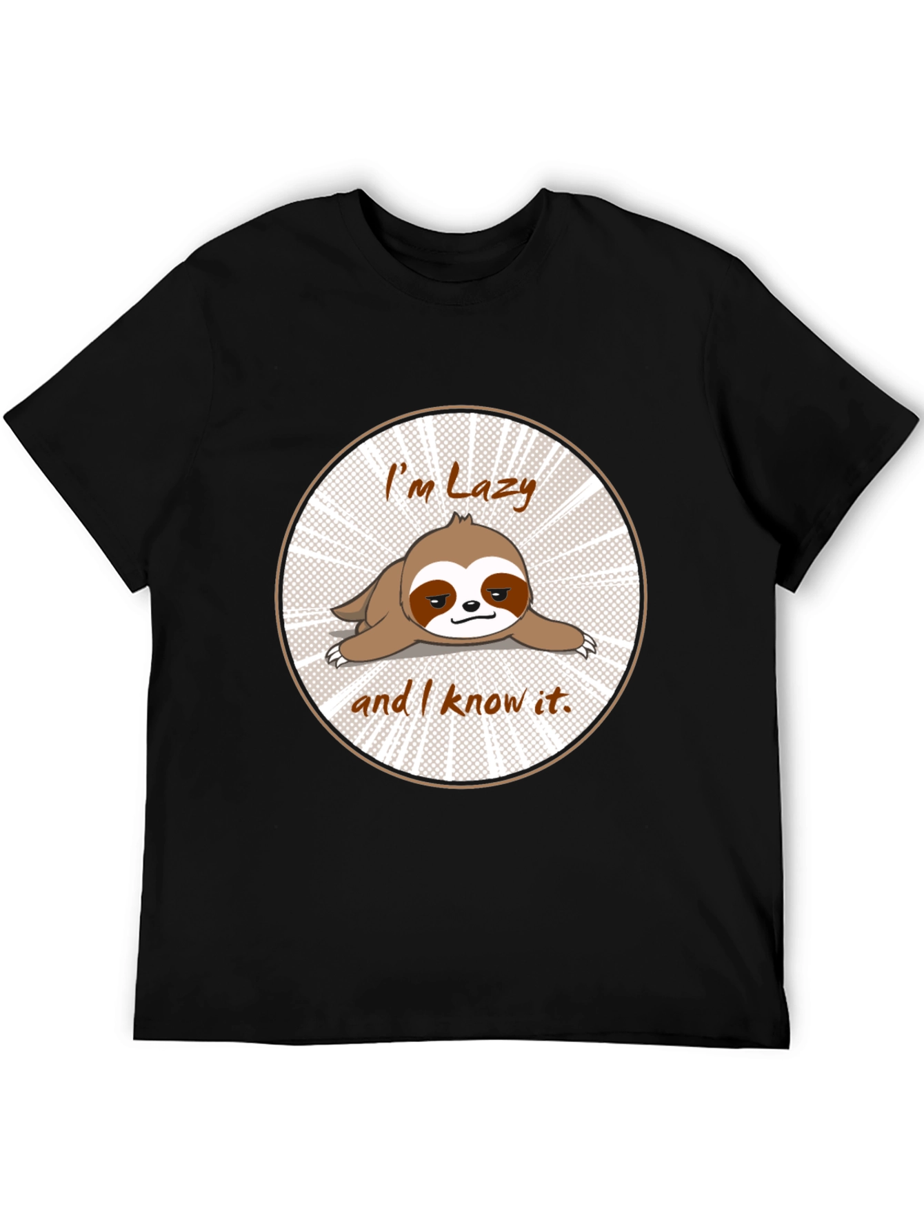 Black Lazy Sloth T-Shirt Funny Graphic Tee view 5