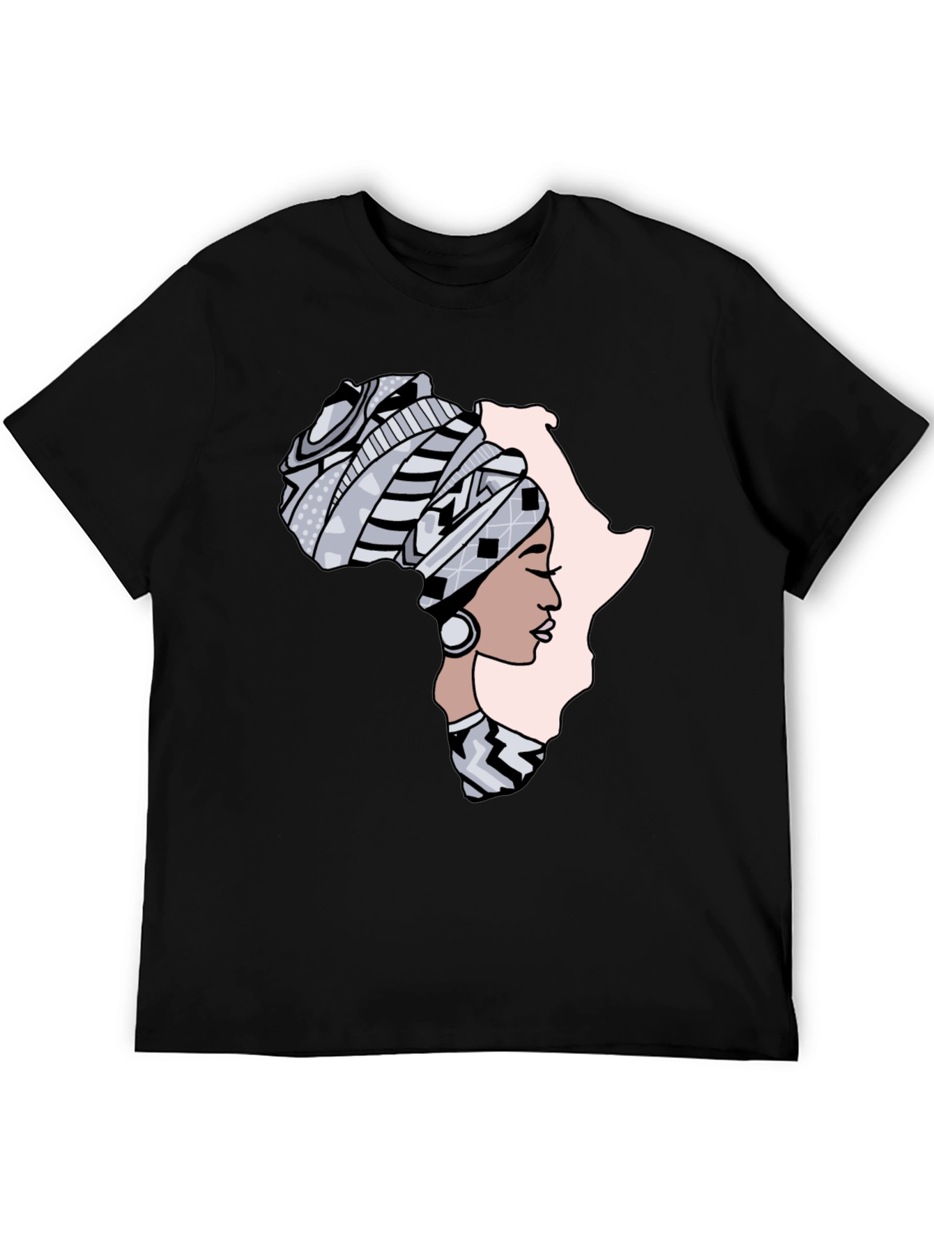 Black Africa Woman Graphic Tee - Black Cotton T-Shirt view 5