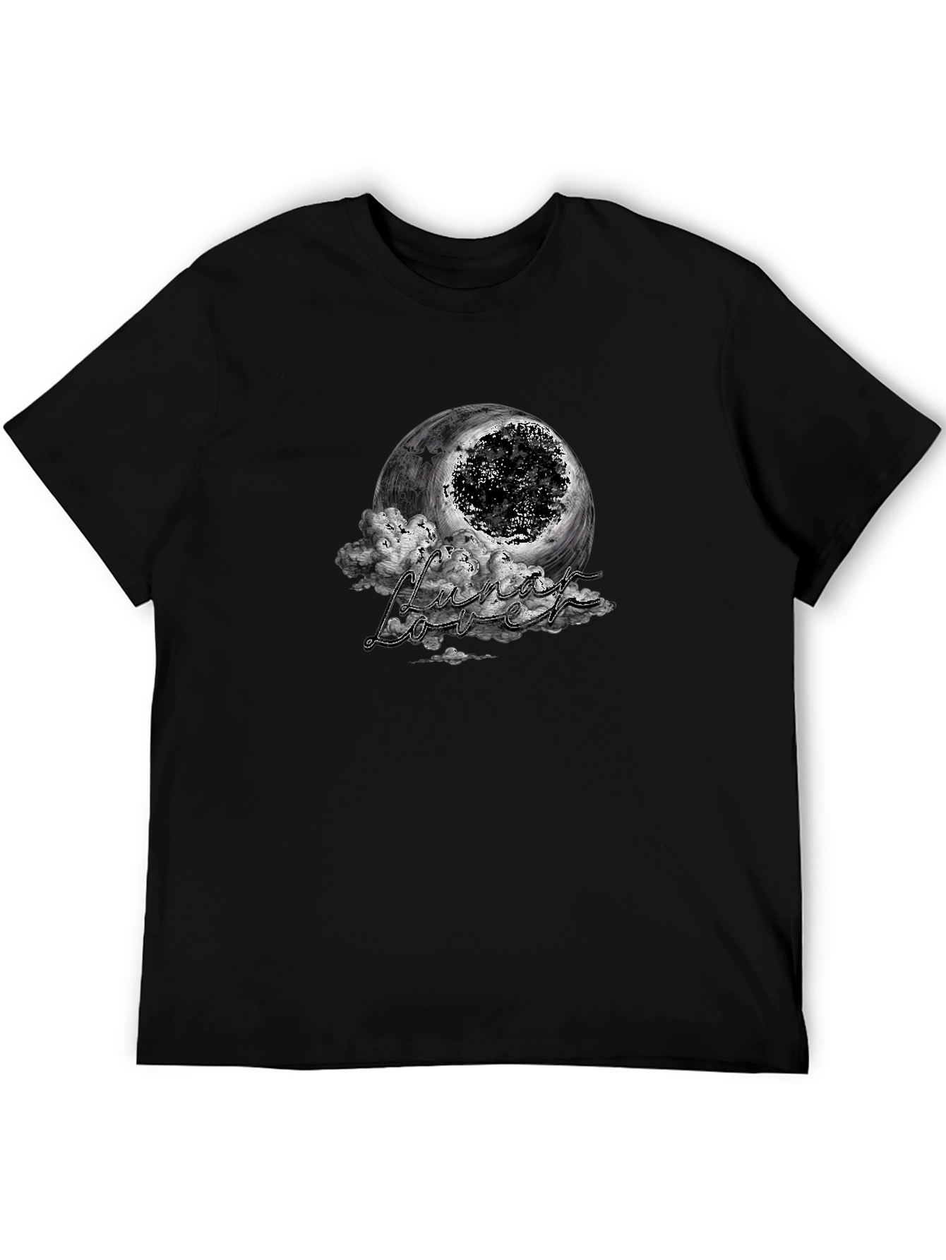 Black Luna Lover Graphic Tee - Moon & Clouds Print view 5