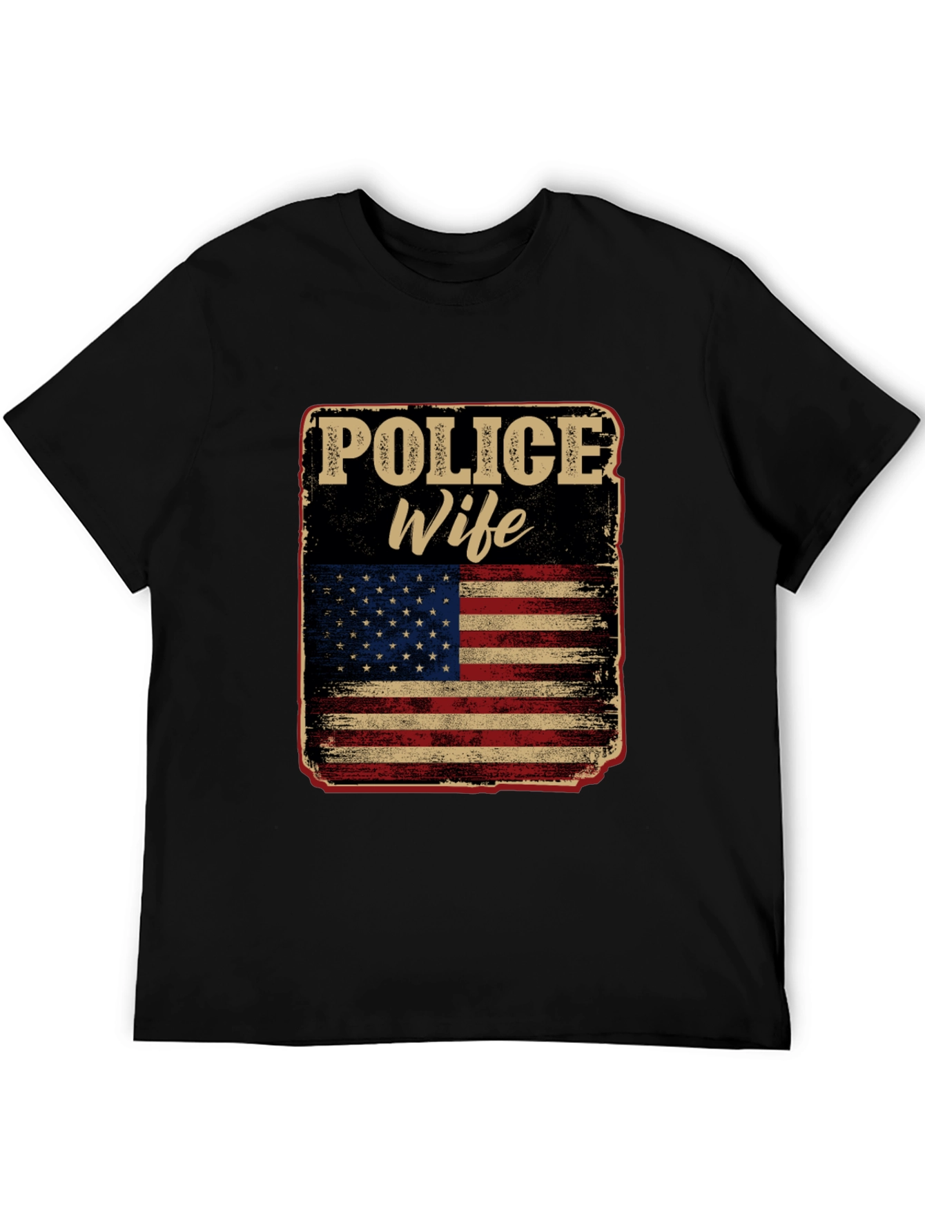 Black Police Wife American Flag Graphic Tee view 5