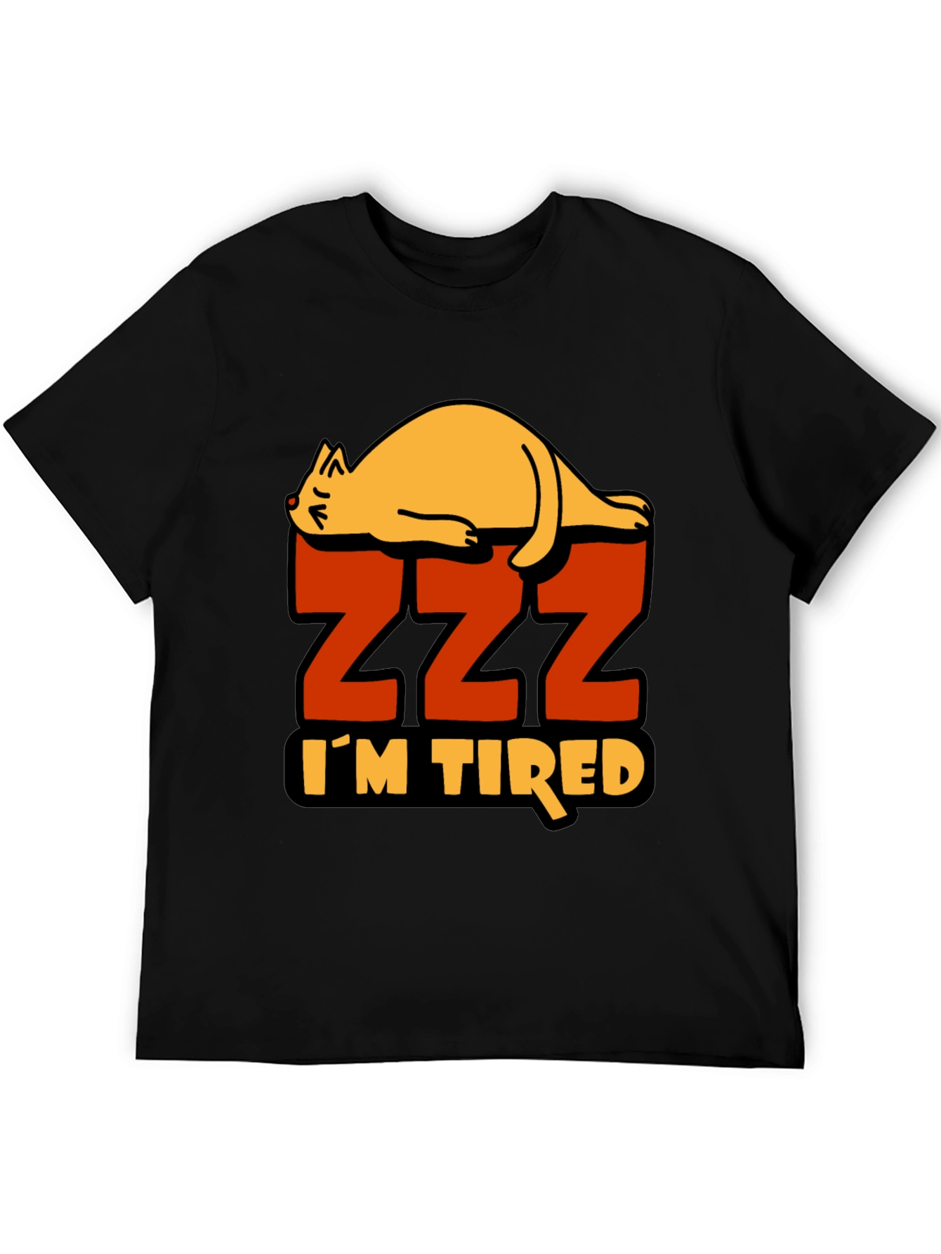 Black I'm Tired Cat Zzz T-Shirt - Sleepy Lazy Funny Tee view 5