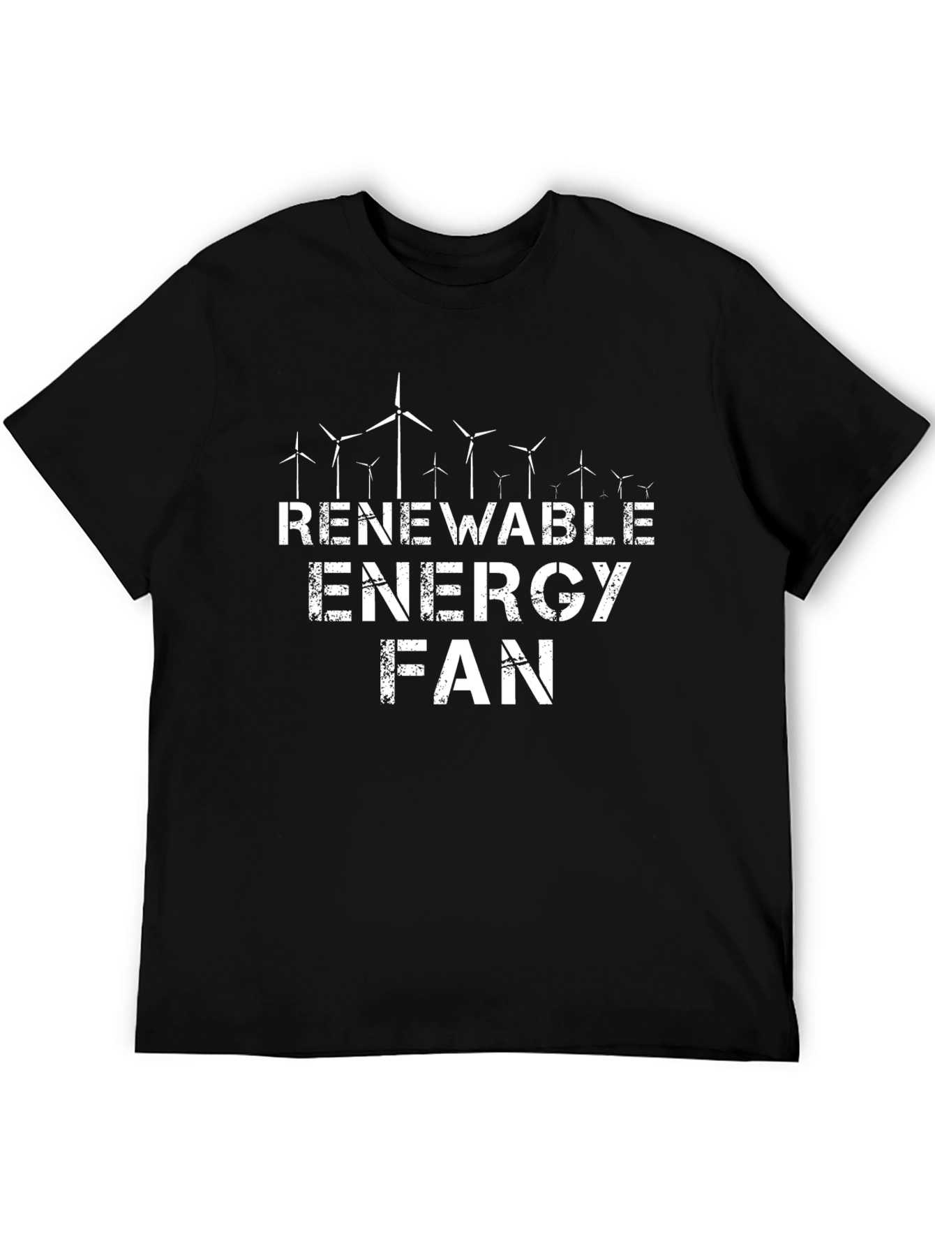 Black Renewable Energy Fan T-Shirt Black Crew Neck view 5