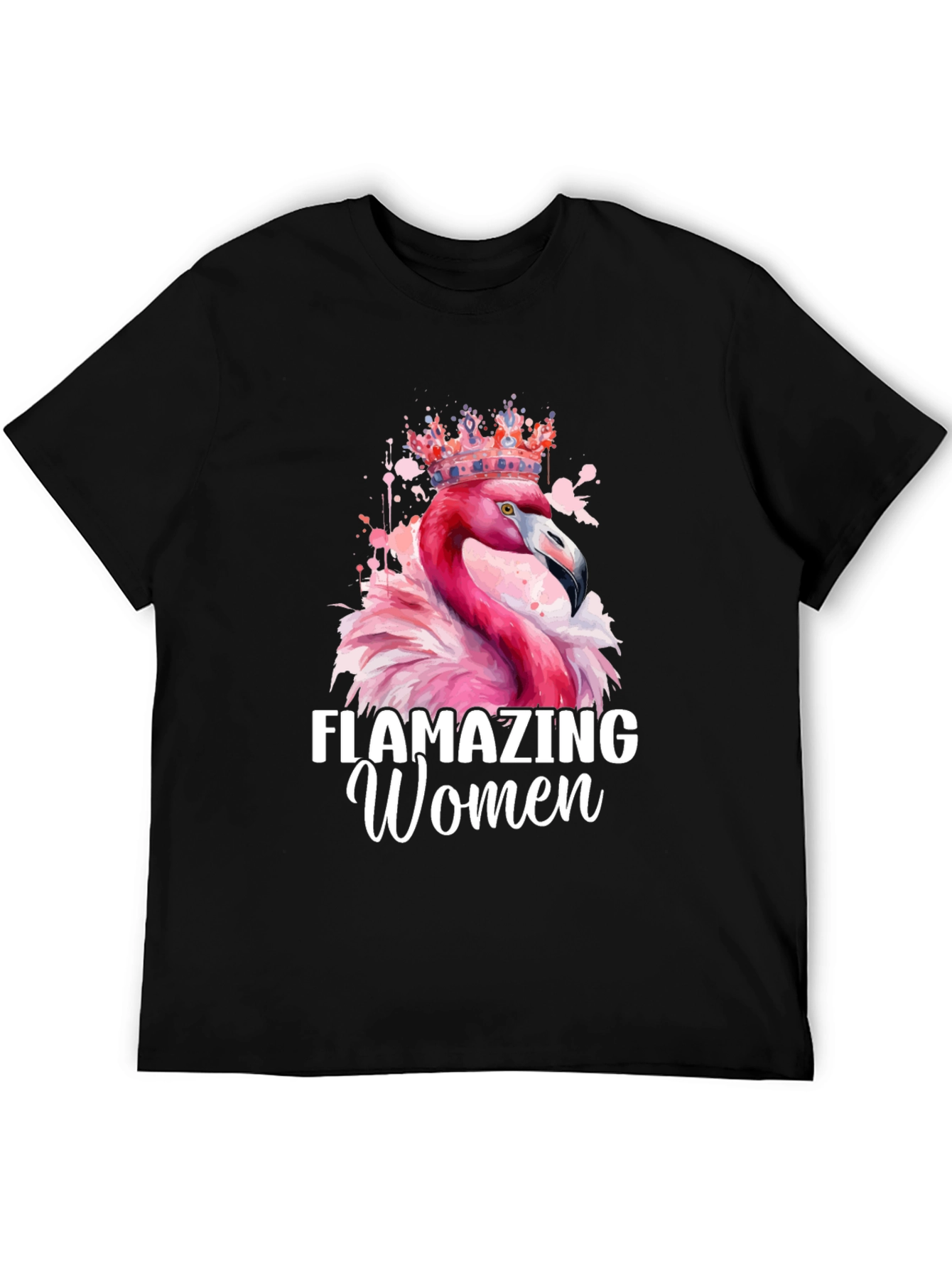 Black Flamazing Women T-Shirt - Flamingo Queen Tee view 5