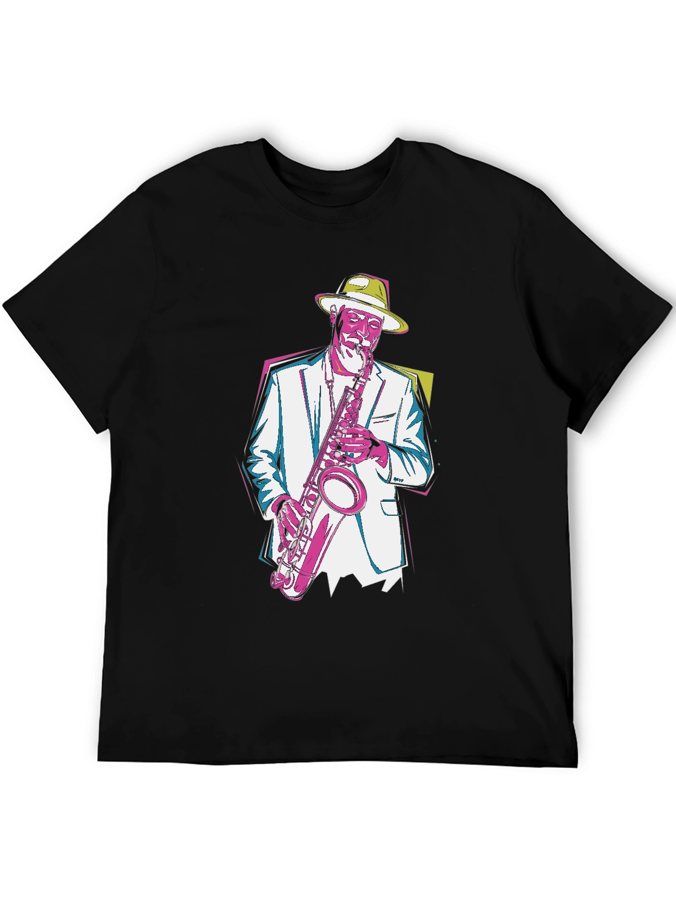 Black Jazz Saxophone Graphic T-Shirt - Cool Music Tee view 5