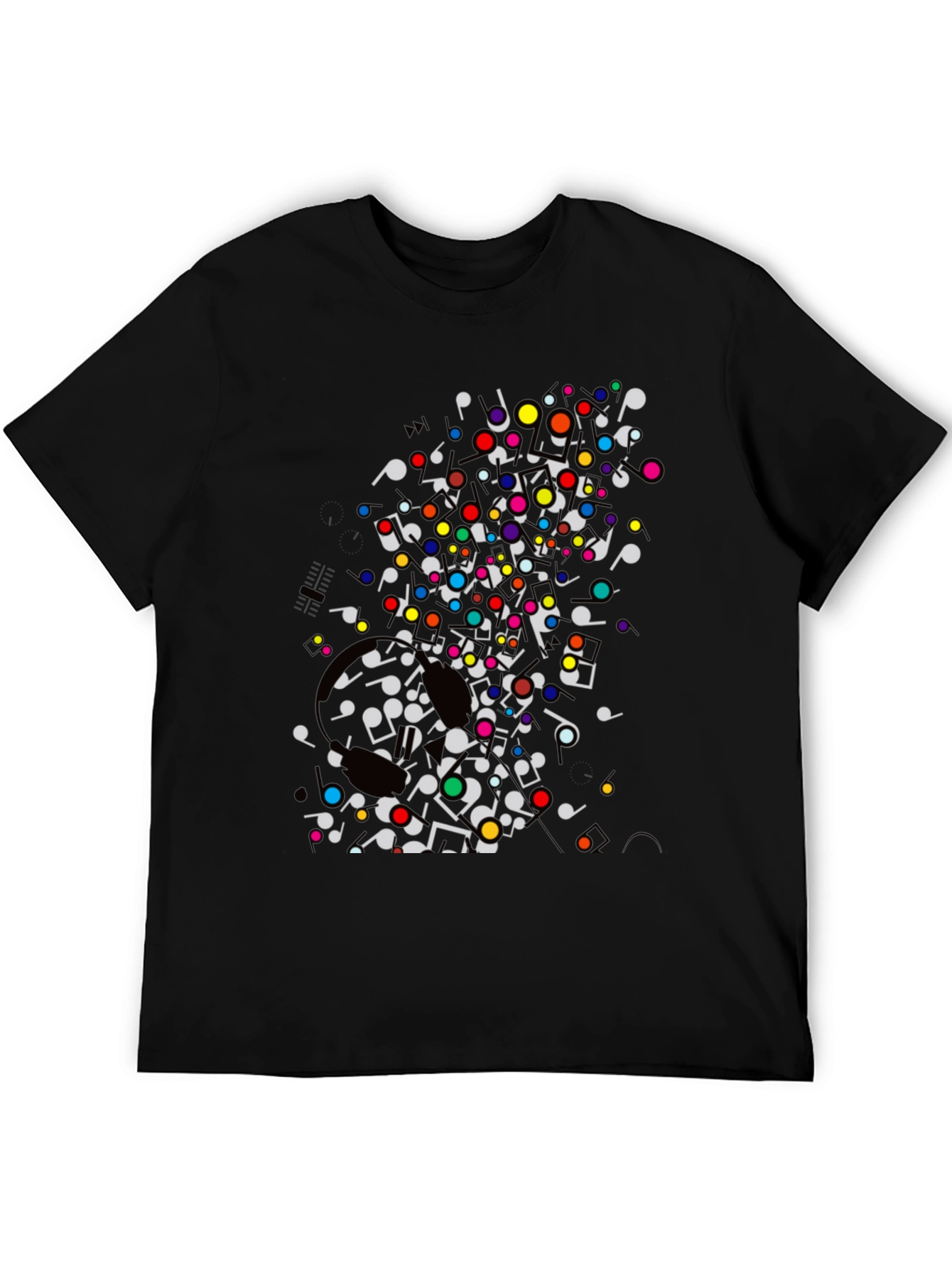 Black Musical Notes T-Shirt - Colorful Graphic Tee view 5