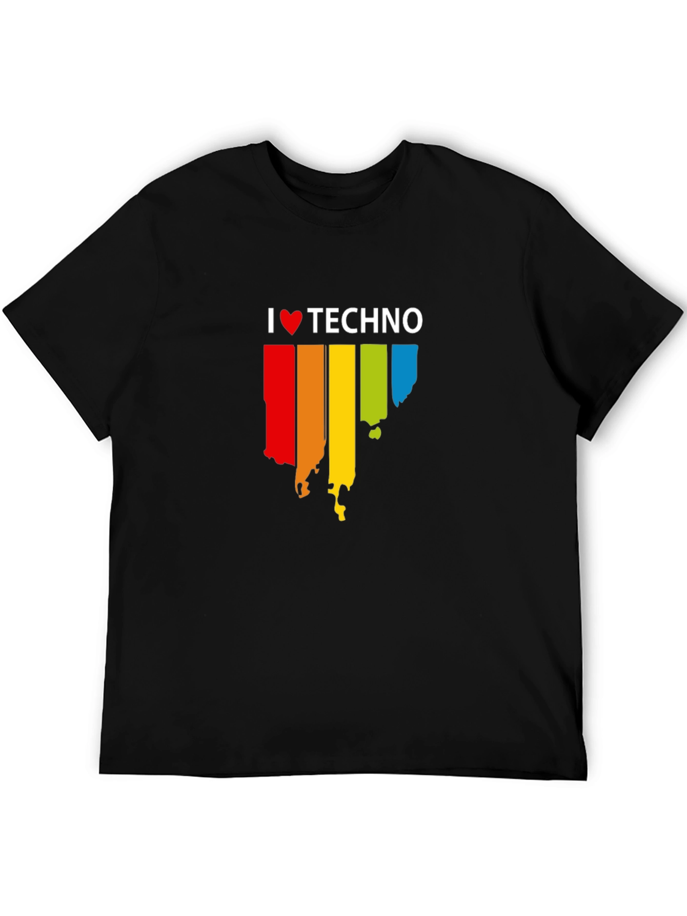 Black I Love Techno Graphic Black T-Shirt view 5