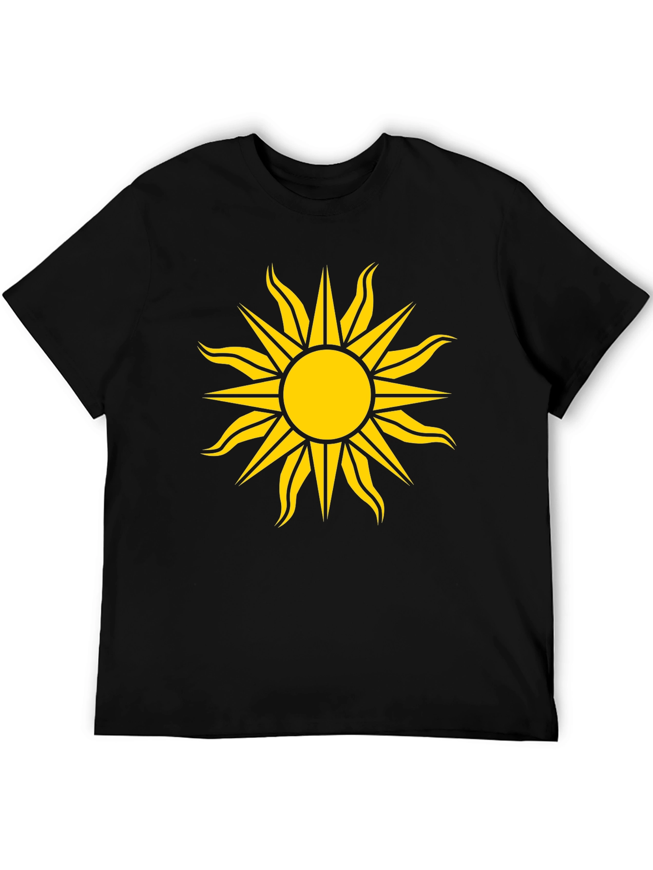 Black Black Tee with Bold Yellow Sun Design view 5