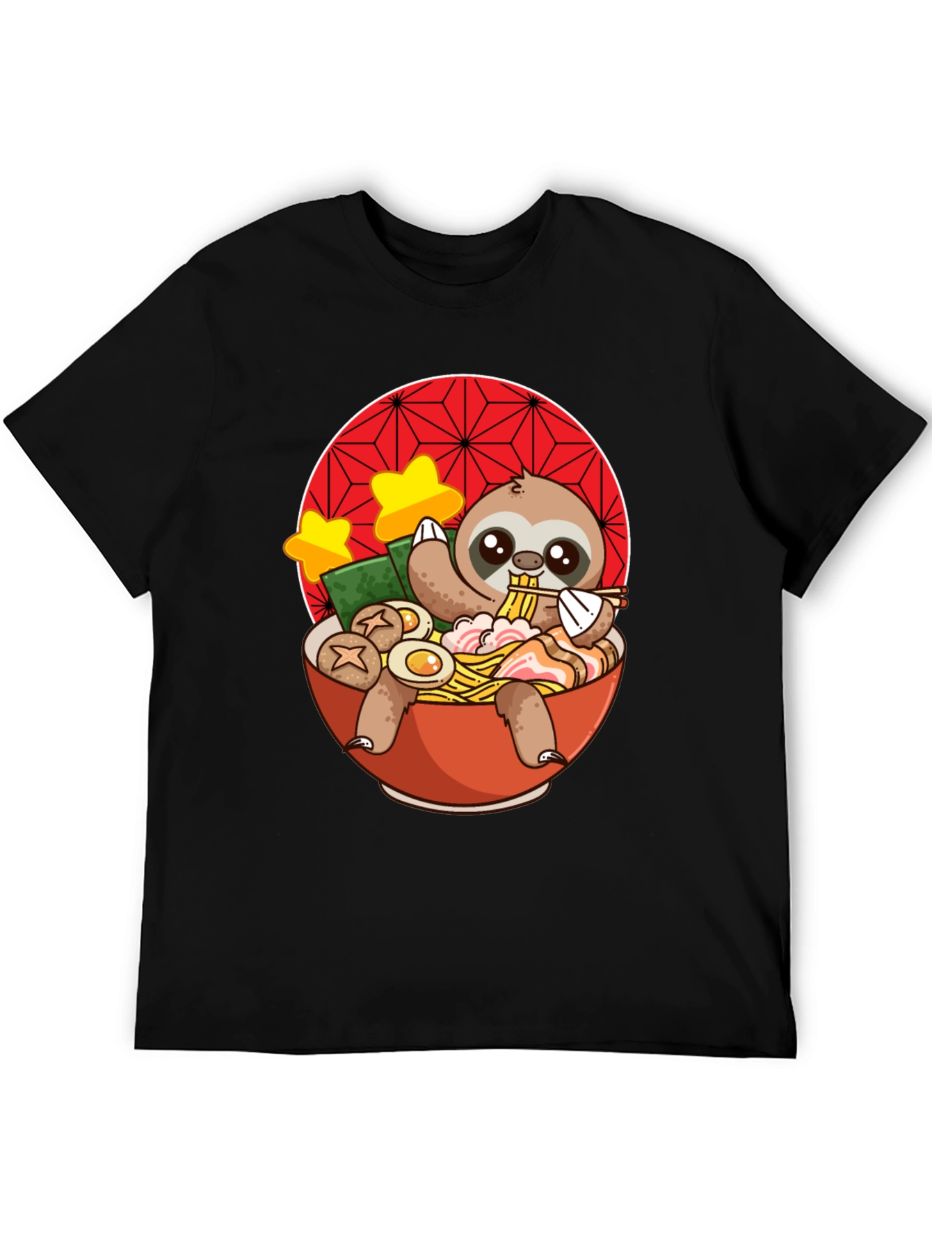Black Sloth Ramen T-Shirt - Cute Japanese Noodles view 5
