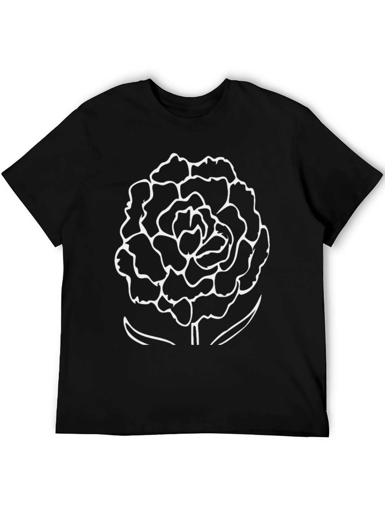 Black Black T-Shirt with White Flower Print view 5
