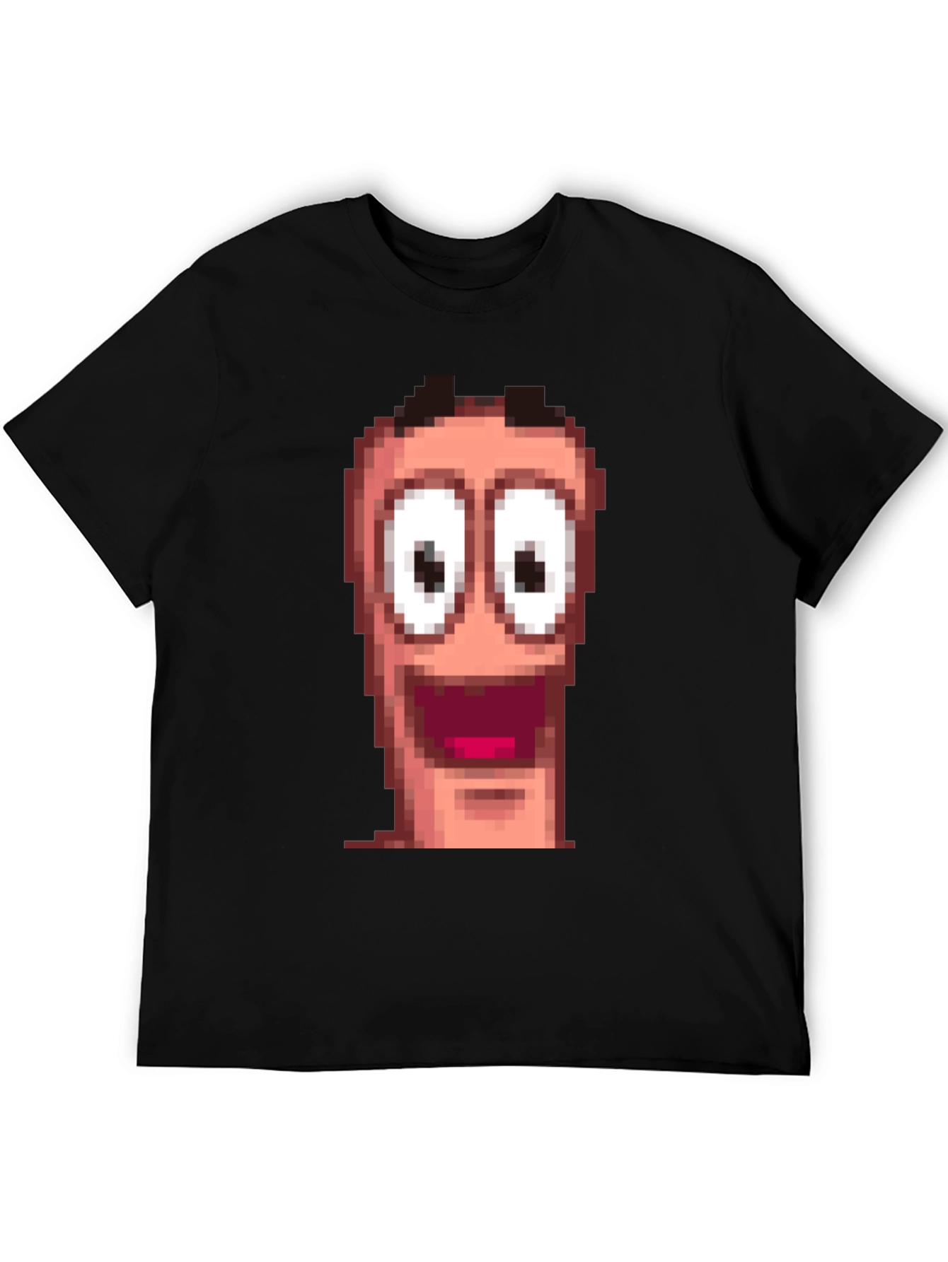 Black Pixel Worm Face Black T-Shirt view 5