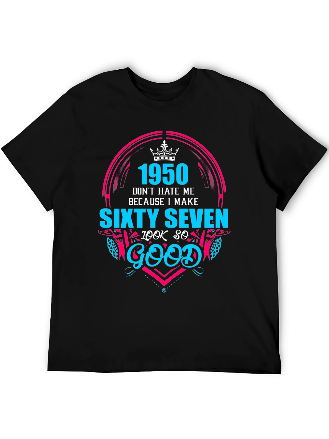 Black 1950 Sixty Seven Birthday T-Shirt view 5