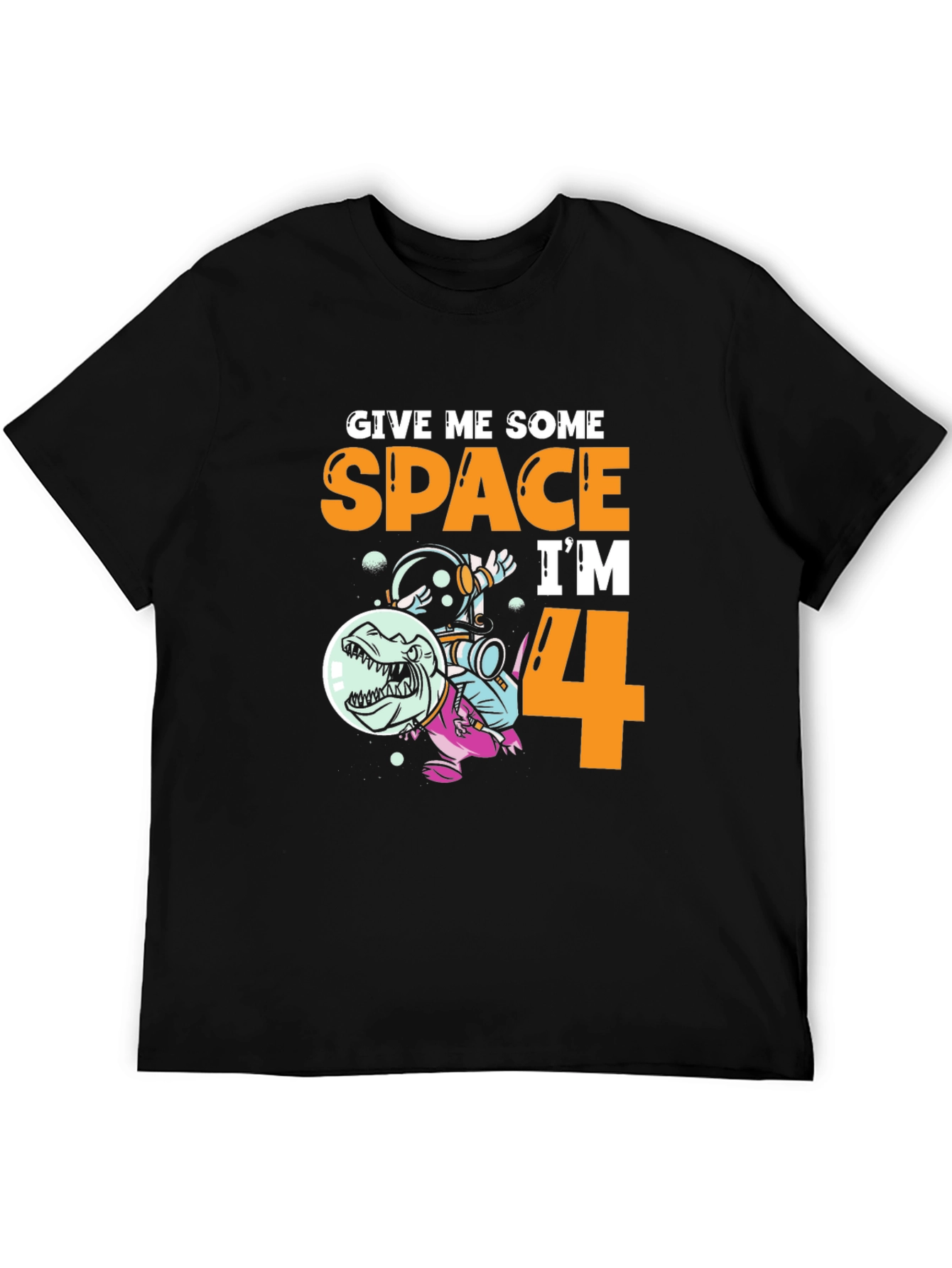 Black Give Me Some Space I'm 4 Kids T-Shirt view 5