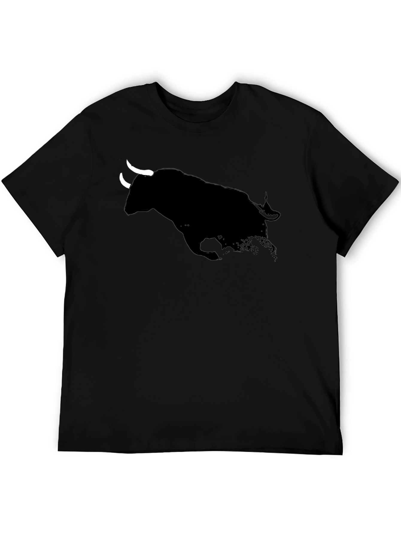 Black Charging Bull Graphic Tee - Black Cotton T-Shirt view 5