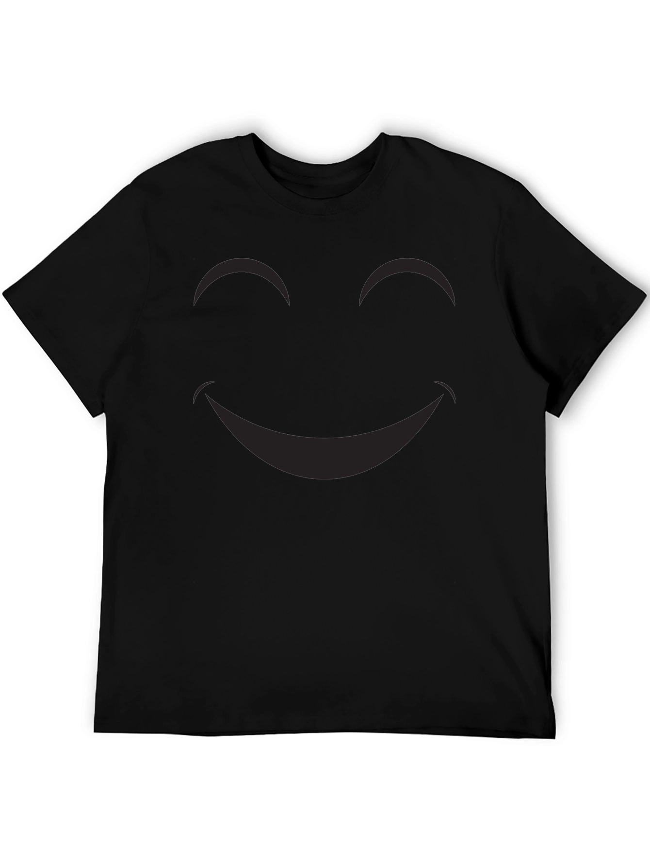 Black Smiley Face Graphic Tee - Classic Black Cotton T-Shirt view 5