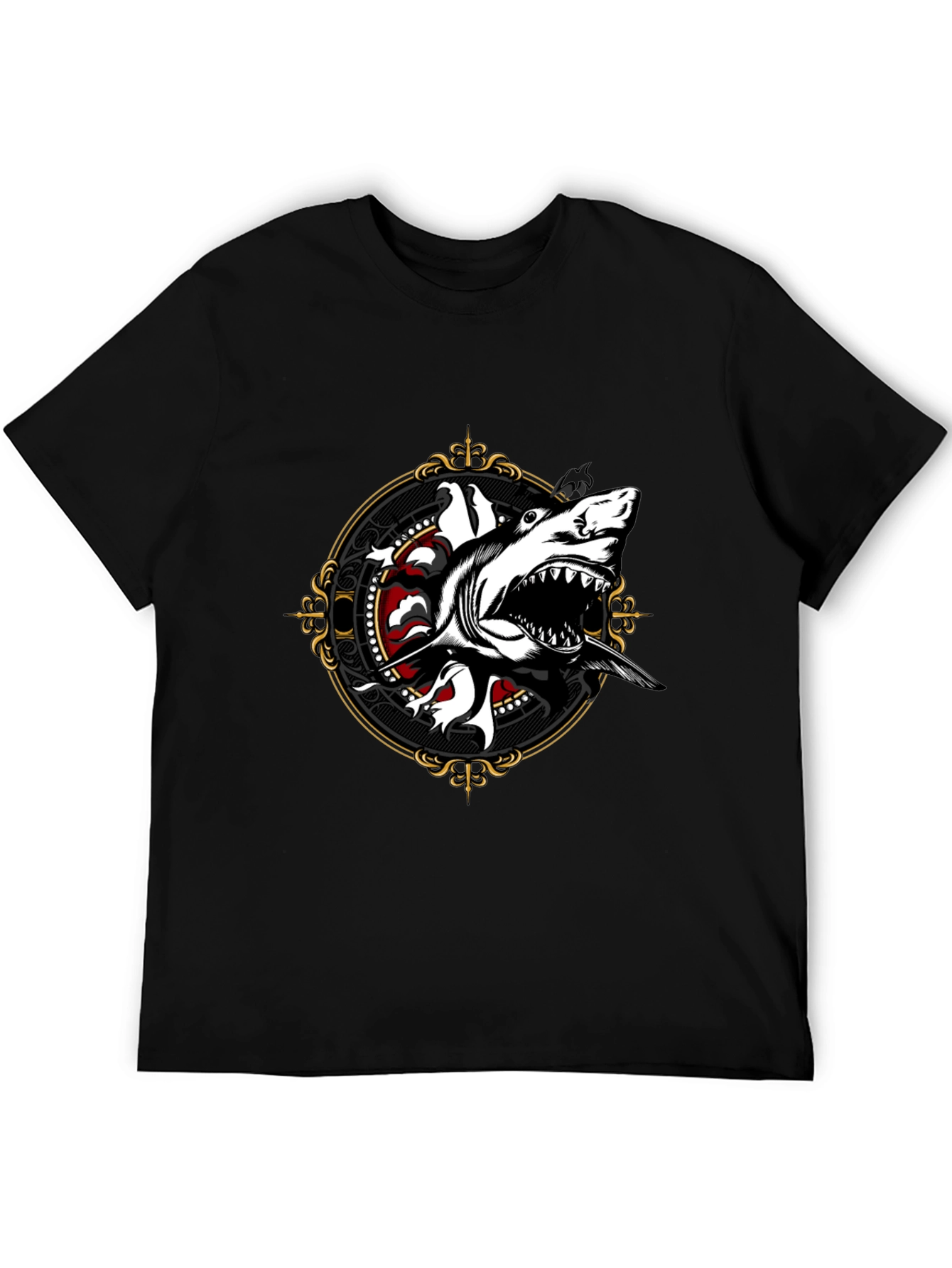 Black Shark Graphic Tee - Black Cotton T-Shirt view 5
