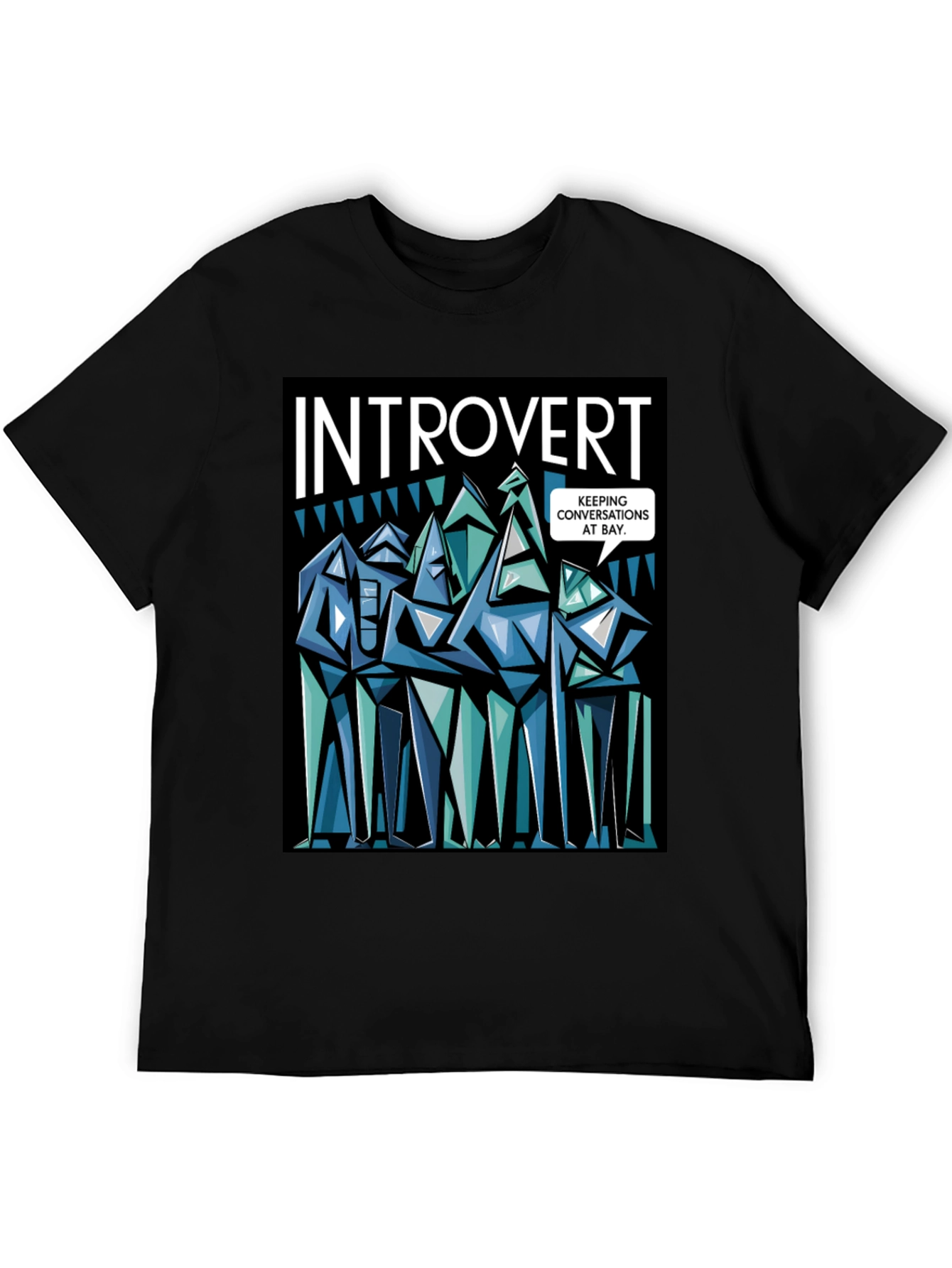 Black Introvert Graphic Novelty T-Shirt view 5