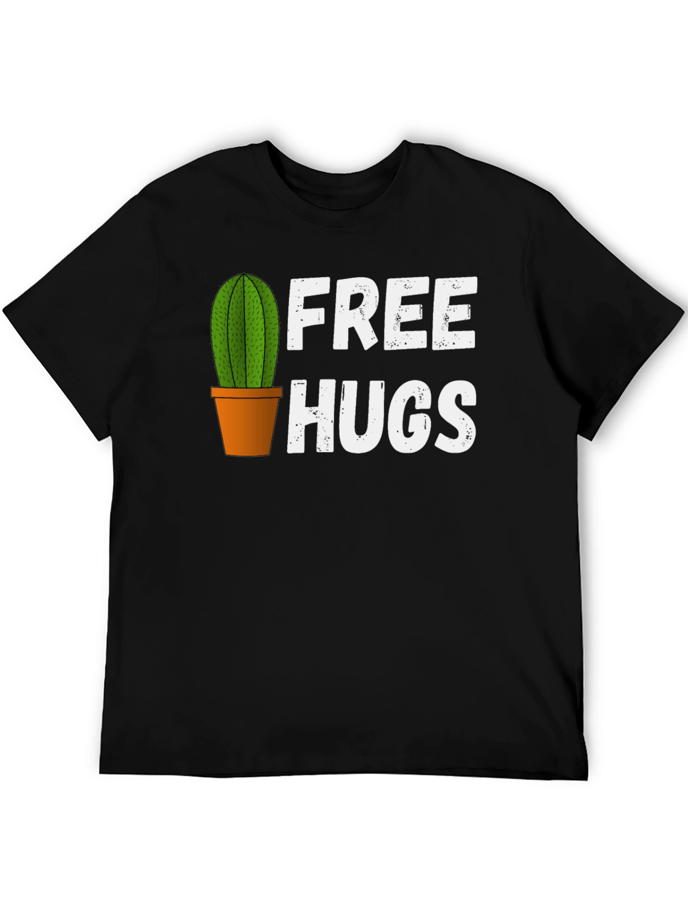 Black Funny Cactus Free Hugs Graphic T-Shirt view 5