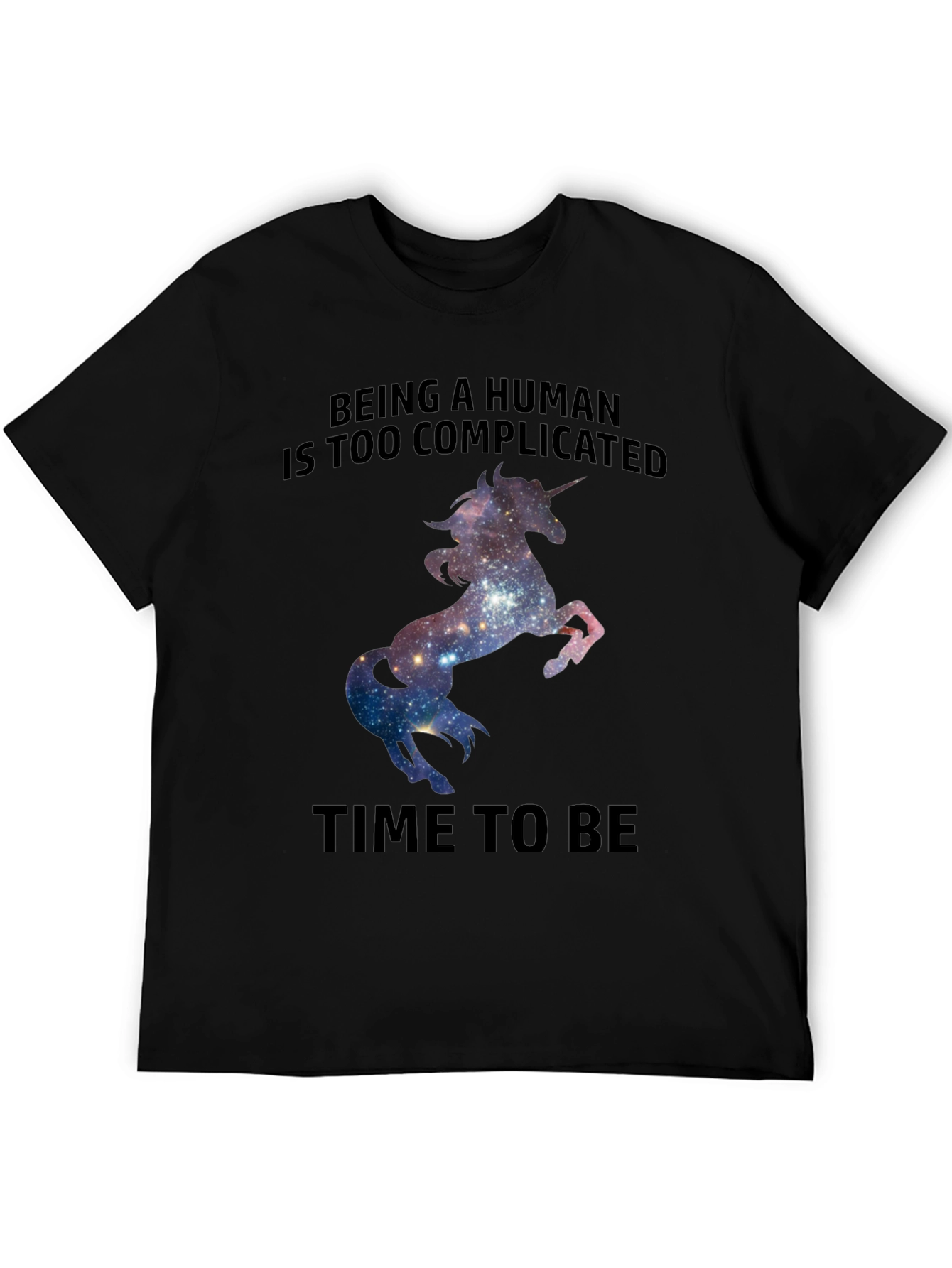 Black Unicorn Galaxy T-Shirt - Complicated Human Humor Tee view 5