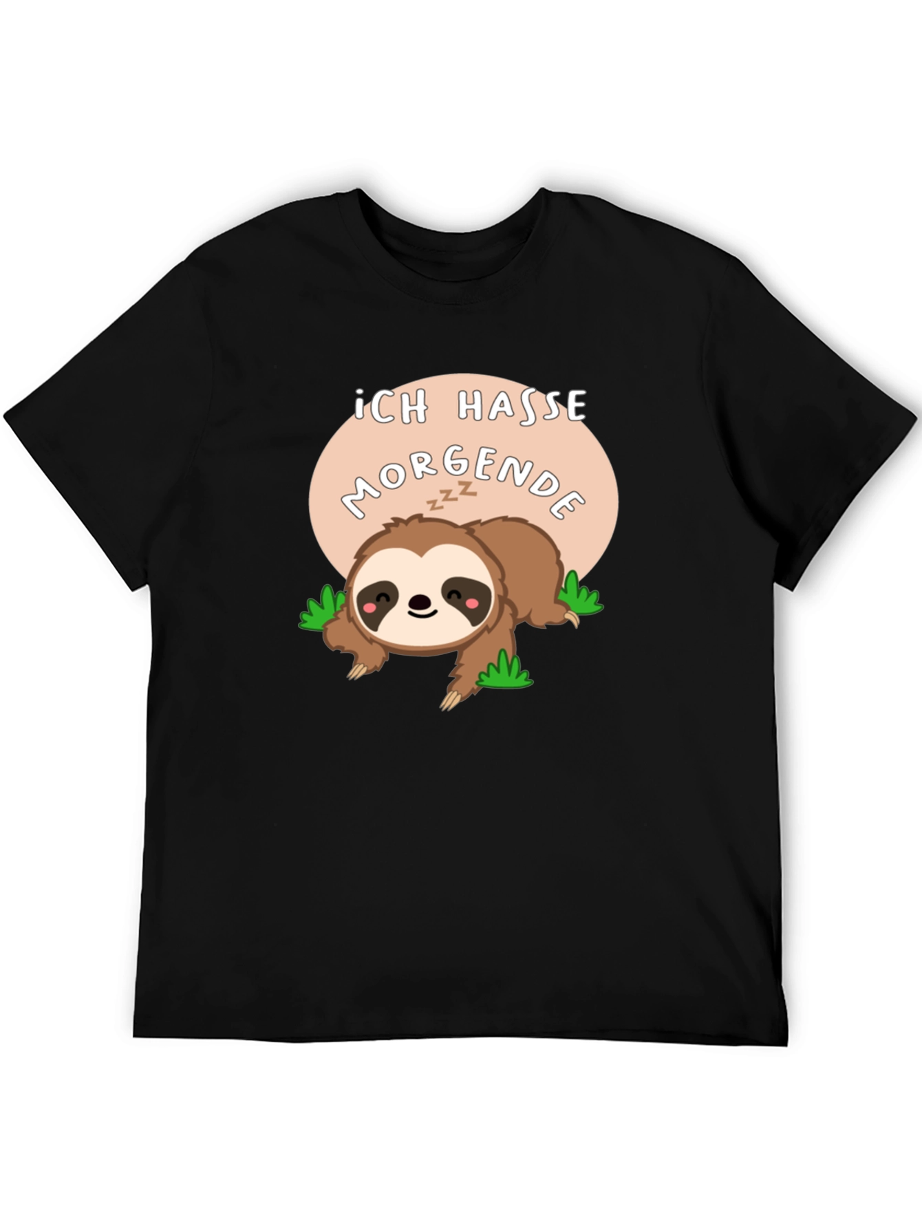 Black Ich Hasse Morgende Sloth Graphic Tee - Black view 5