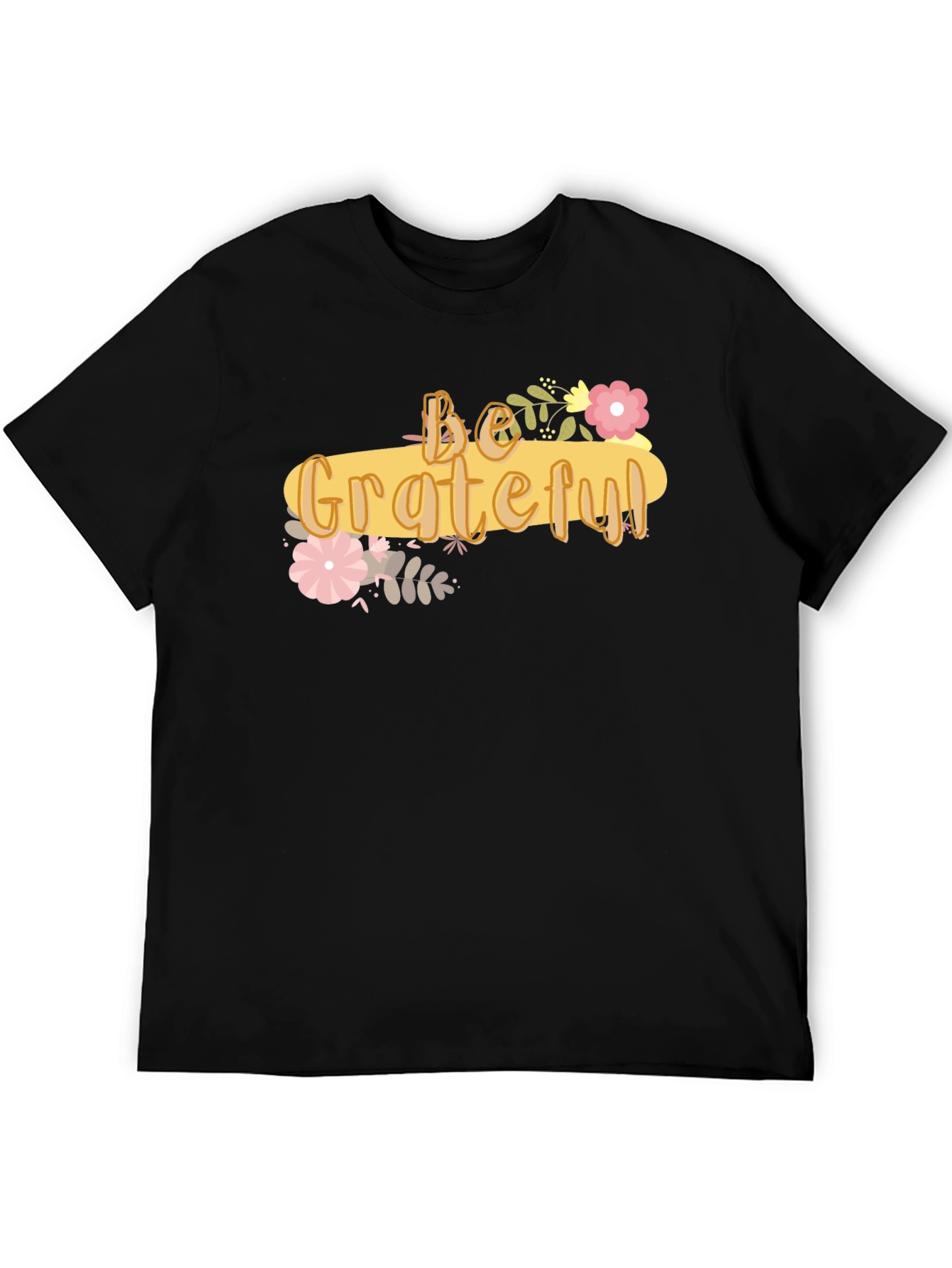 Black Be Grateful Graphic Tee - Soft Cotton Blend Shirt view 5