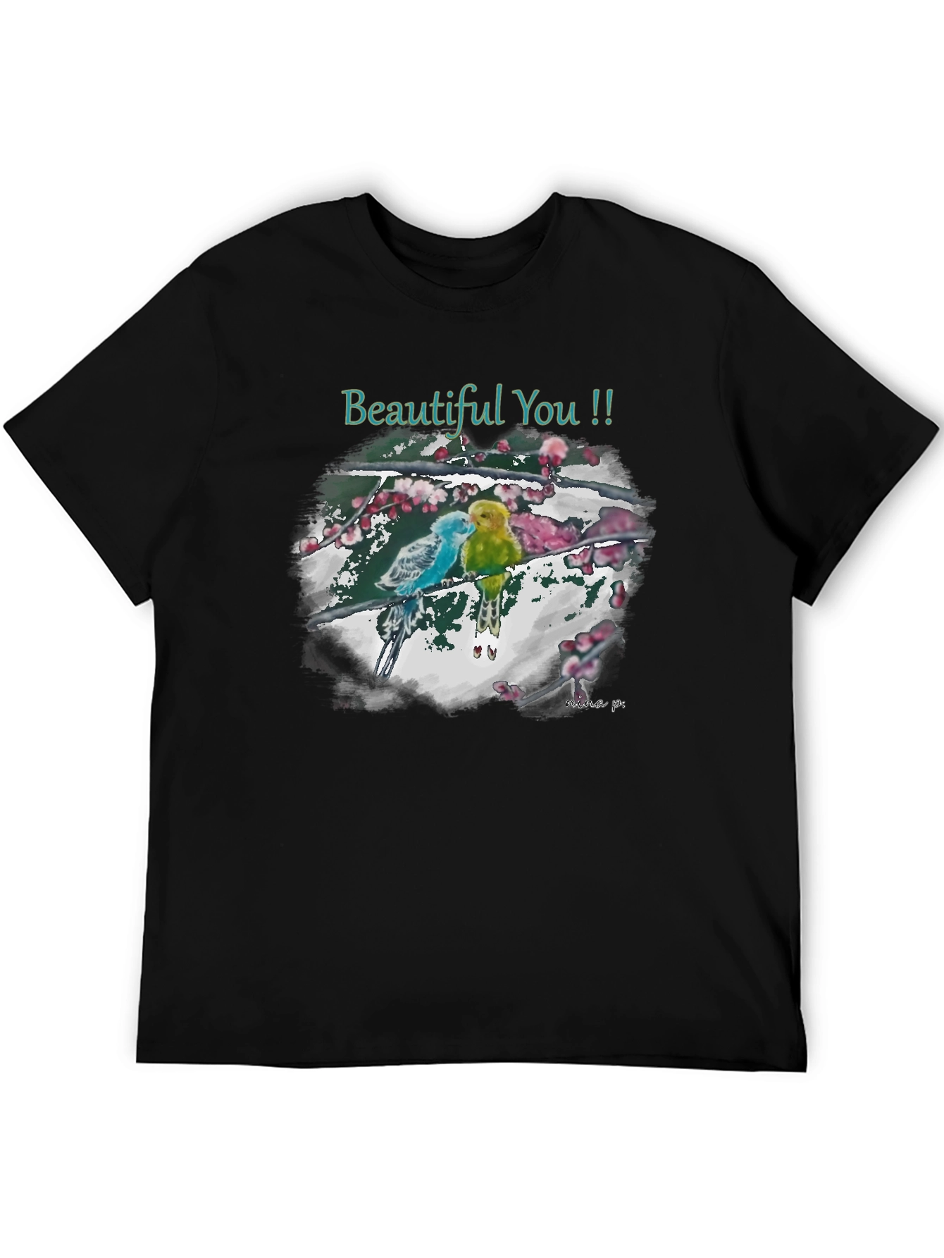 Black Beautiful You Bird Art T-Shirt view 5
