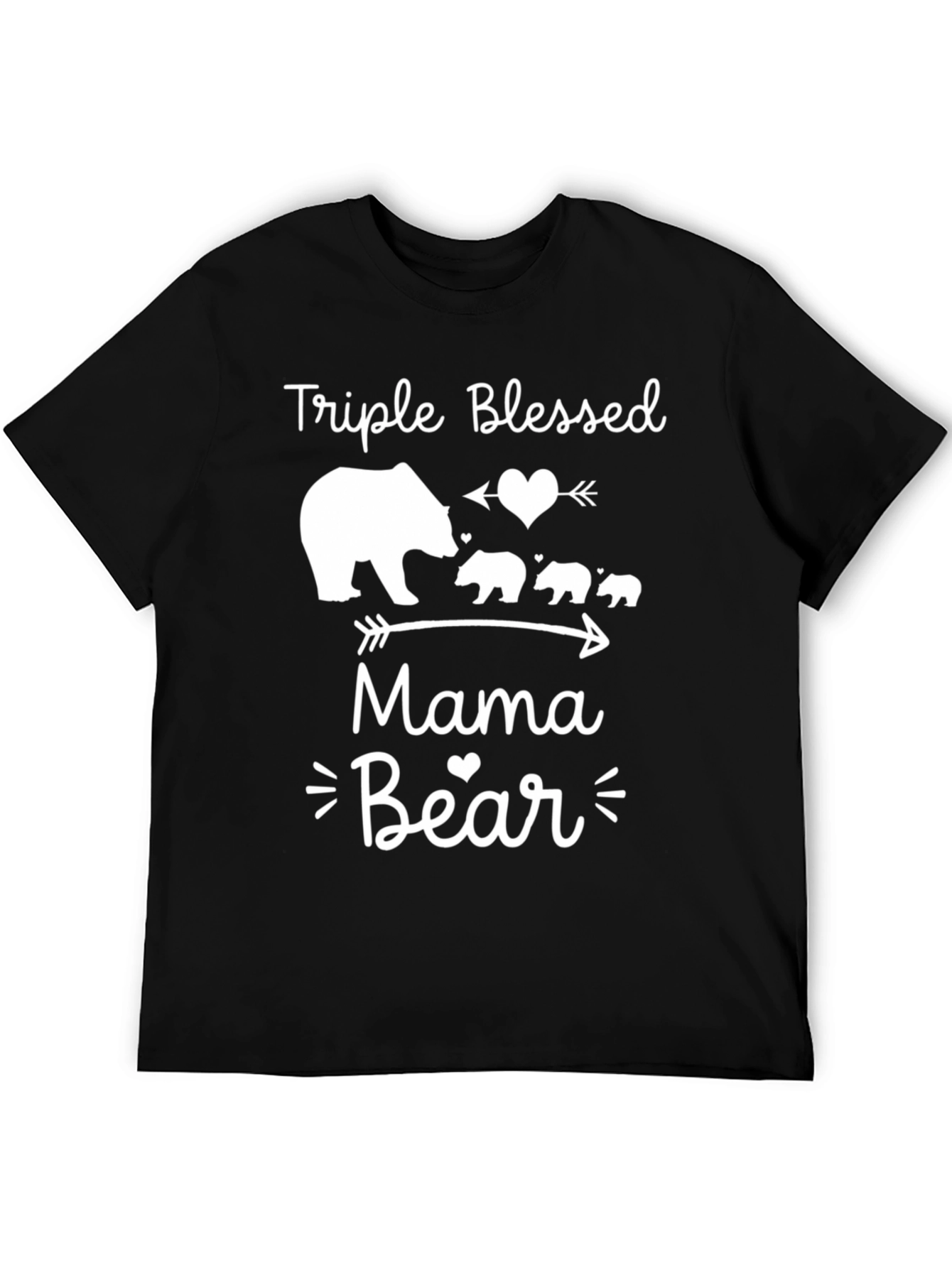 Black Triple Blessed Mama Bear T-Shirt view 5