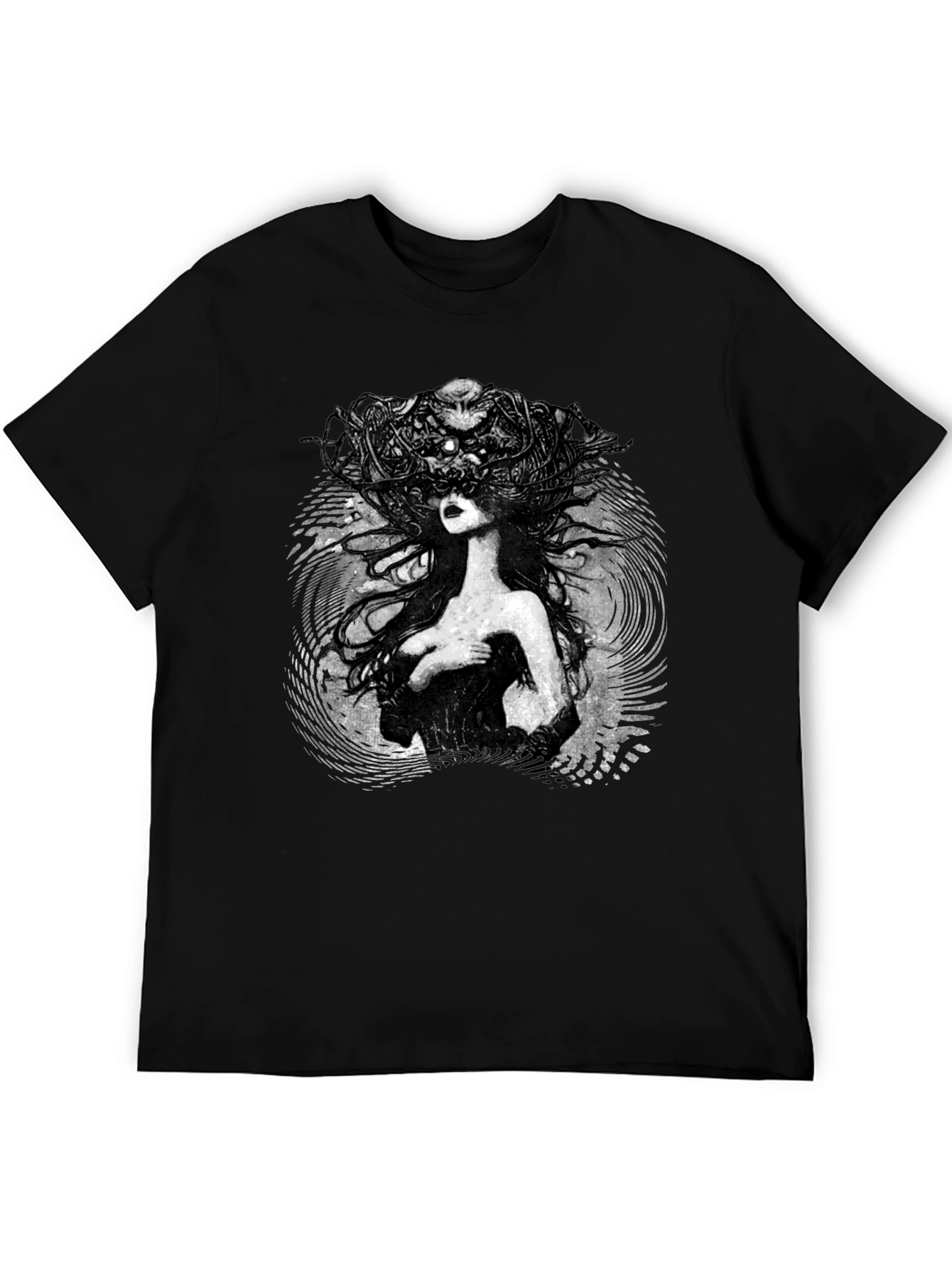 Black Mystic Woman Graphic Tee - Black Cotton T-Shirt view 5