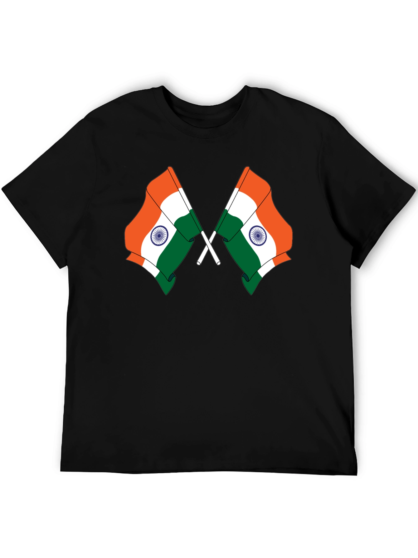 Black Indian Flag Graphic Tee - Black Cotton T-Shirt view 5