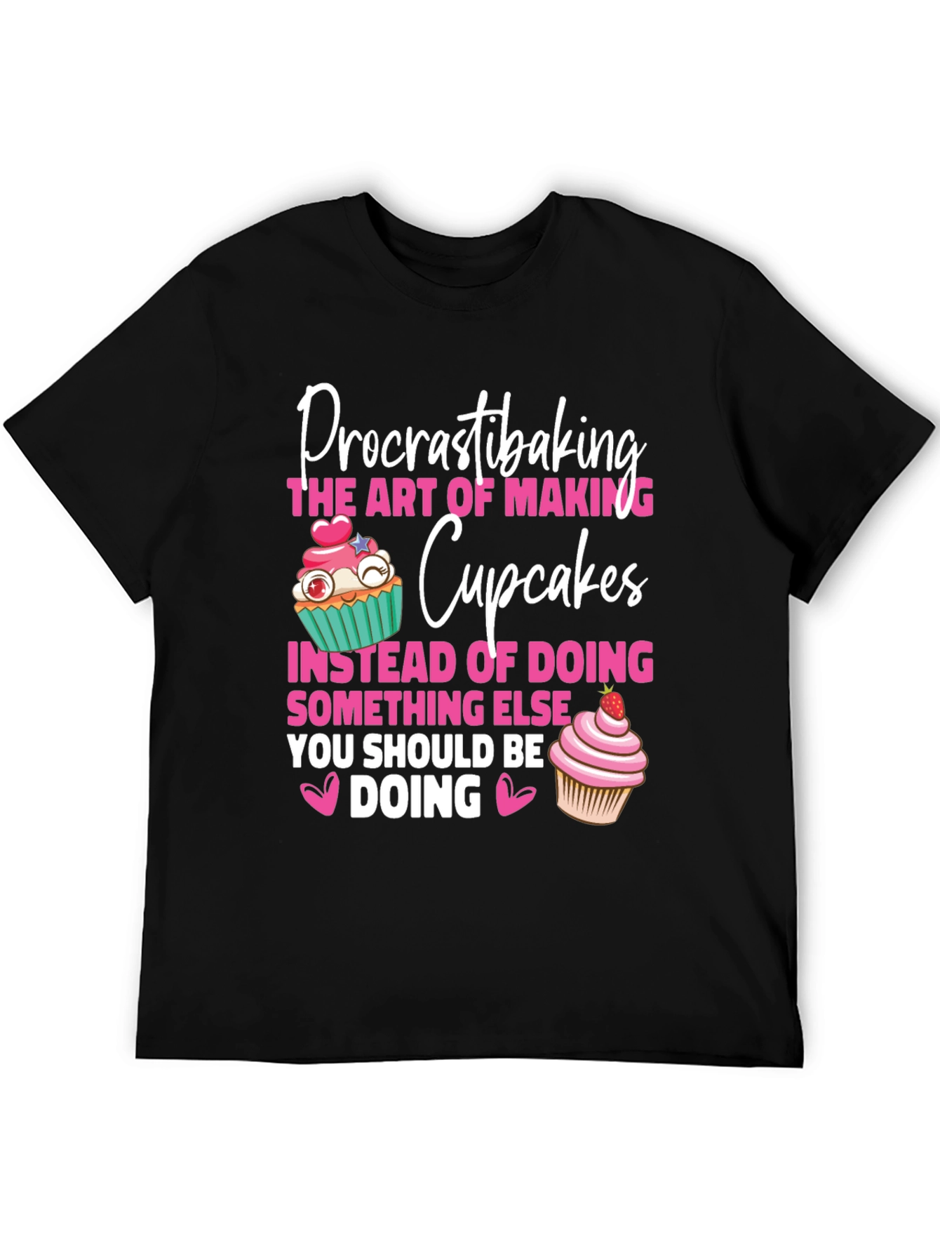 Black Procrastibaking Cupcakes Graphic T-Shirt view 5