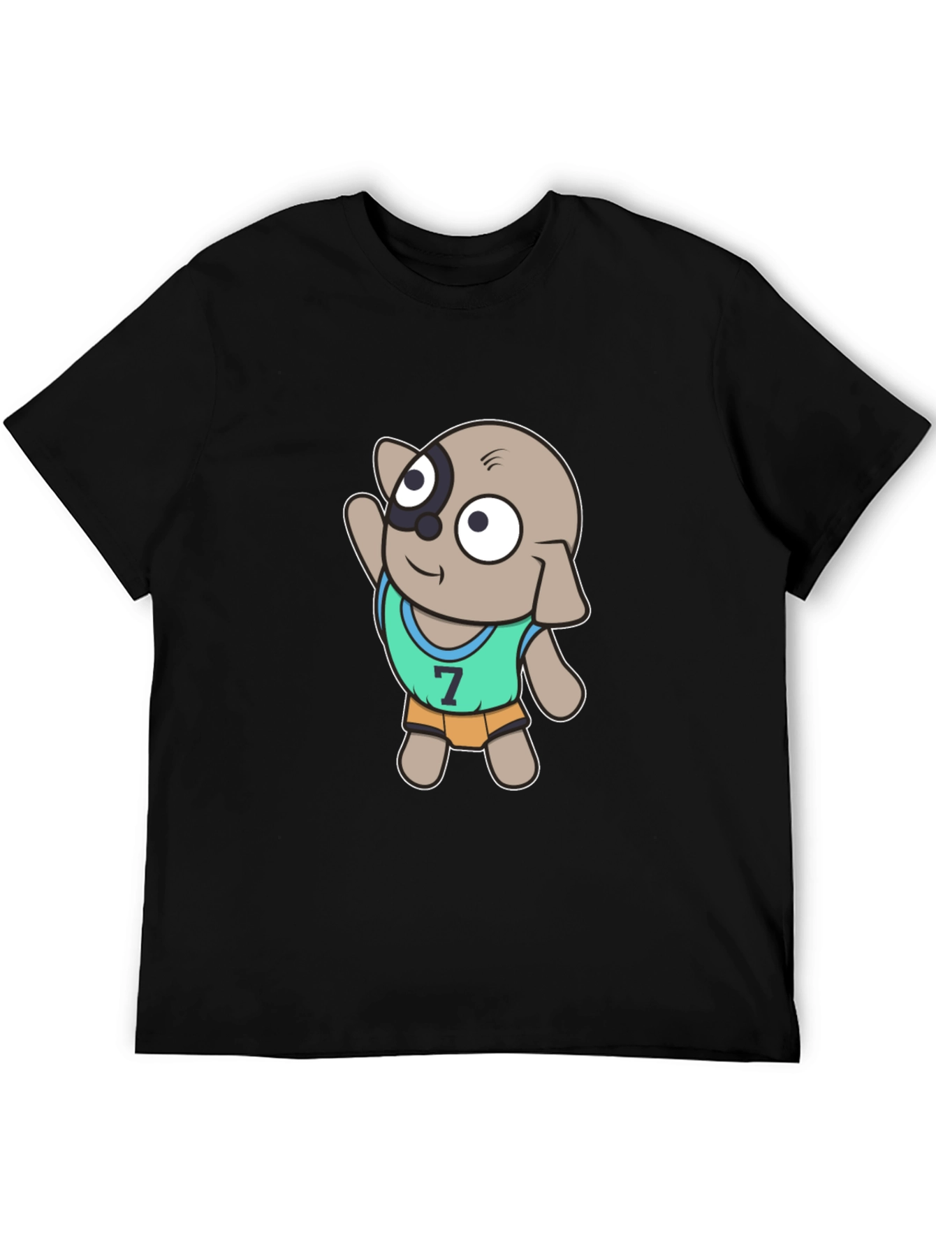 Black Cartoon Dog Sports Jersey T-Shirt view 5