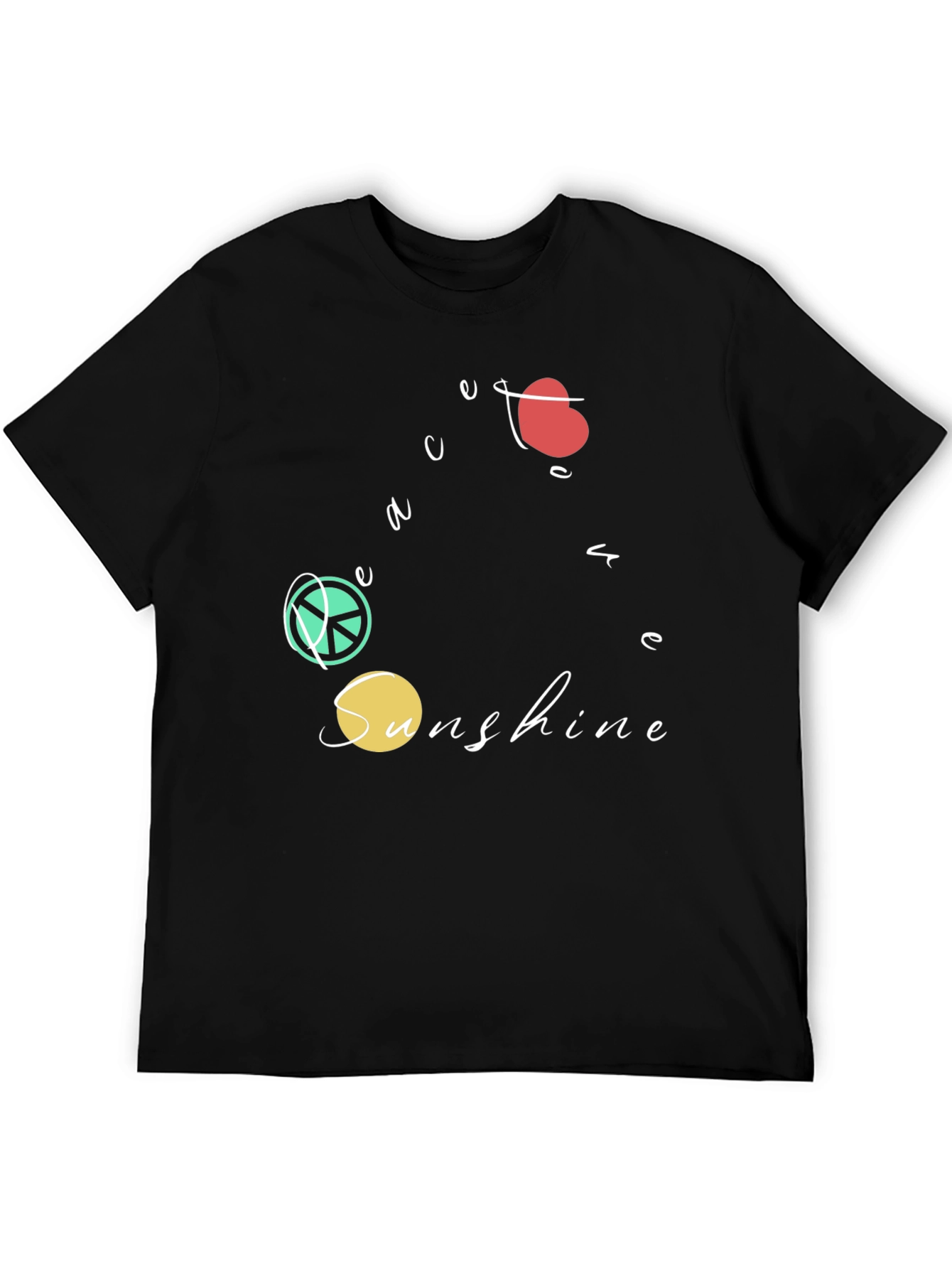 Black Peace Love Sunshine Graphic T-Shirt - Black view 5