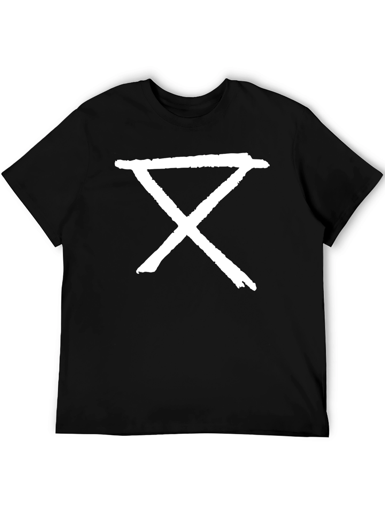 Black Graphic Tee - Abstract White Symbol on Black T-Shirt view 5