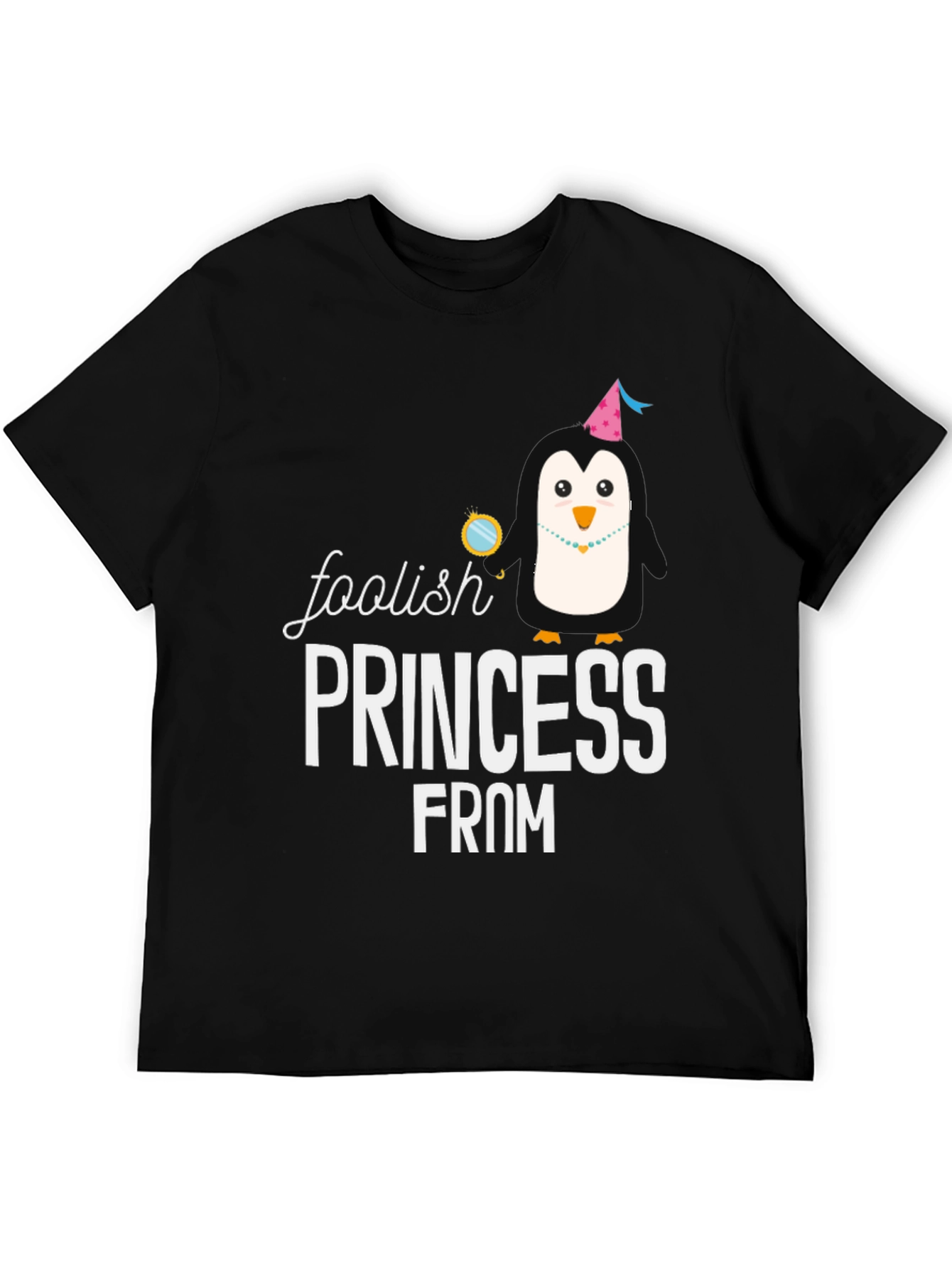 Black Foolish Princess Penguin Graphic T-Shirt view 5