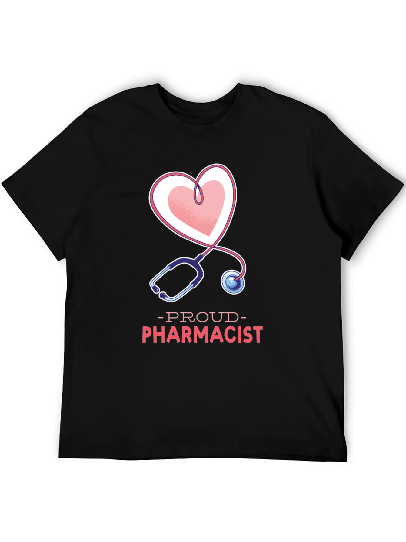 Black Proud Pharmacist Heart Stethoscope T-Shirt view 5