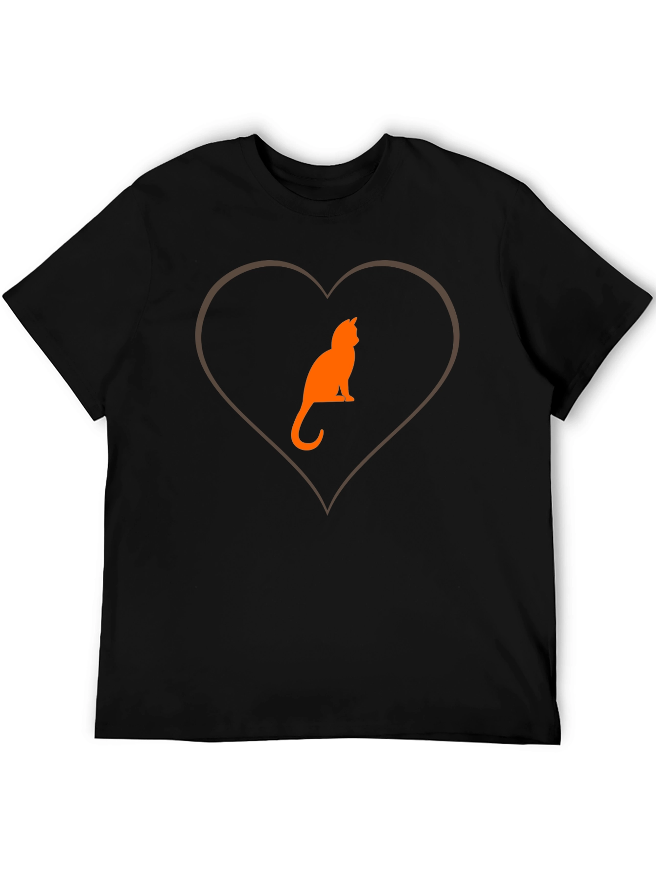 Black Cat Lover Heart Graphic T-Shirt - Black view 5