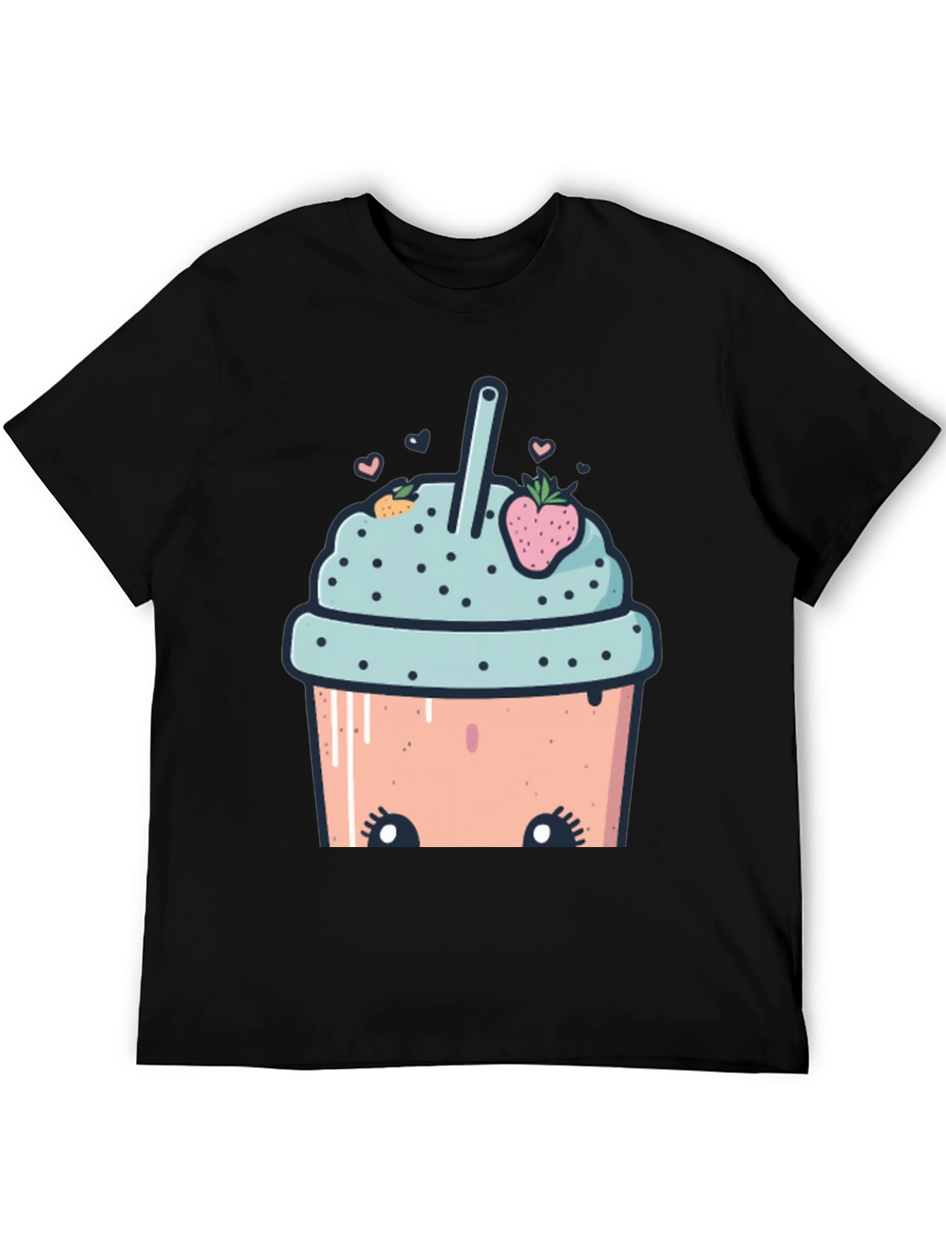 Black Cute Cartoon Smoothie T-Shirt view 5