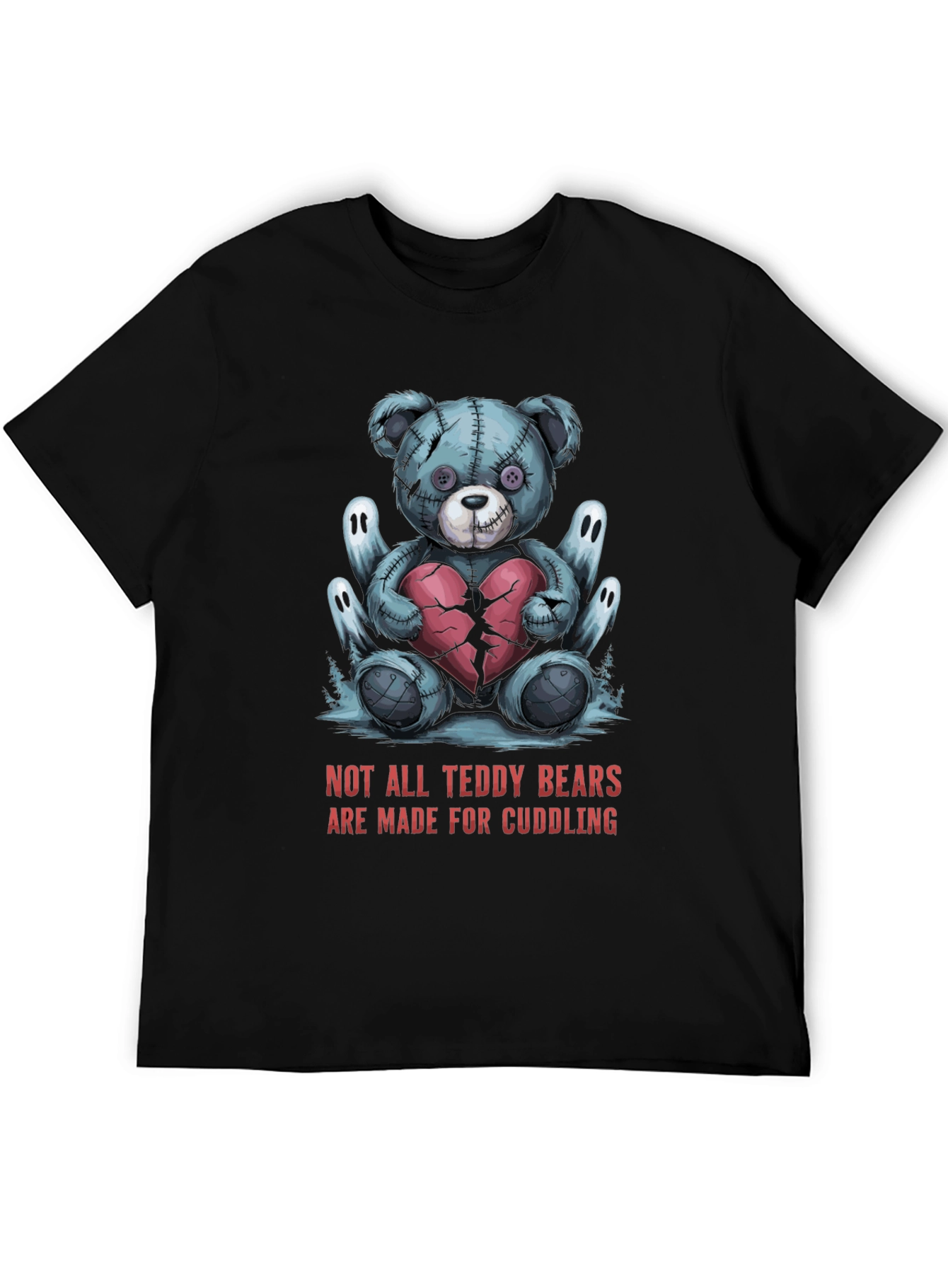 Black Creepy Teddy Bear Graphic Tee - Not for Cuddling! view 5