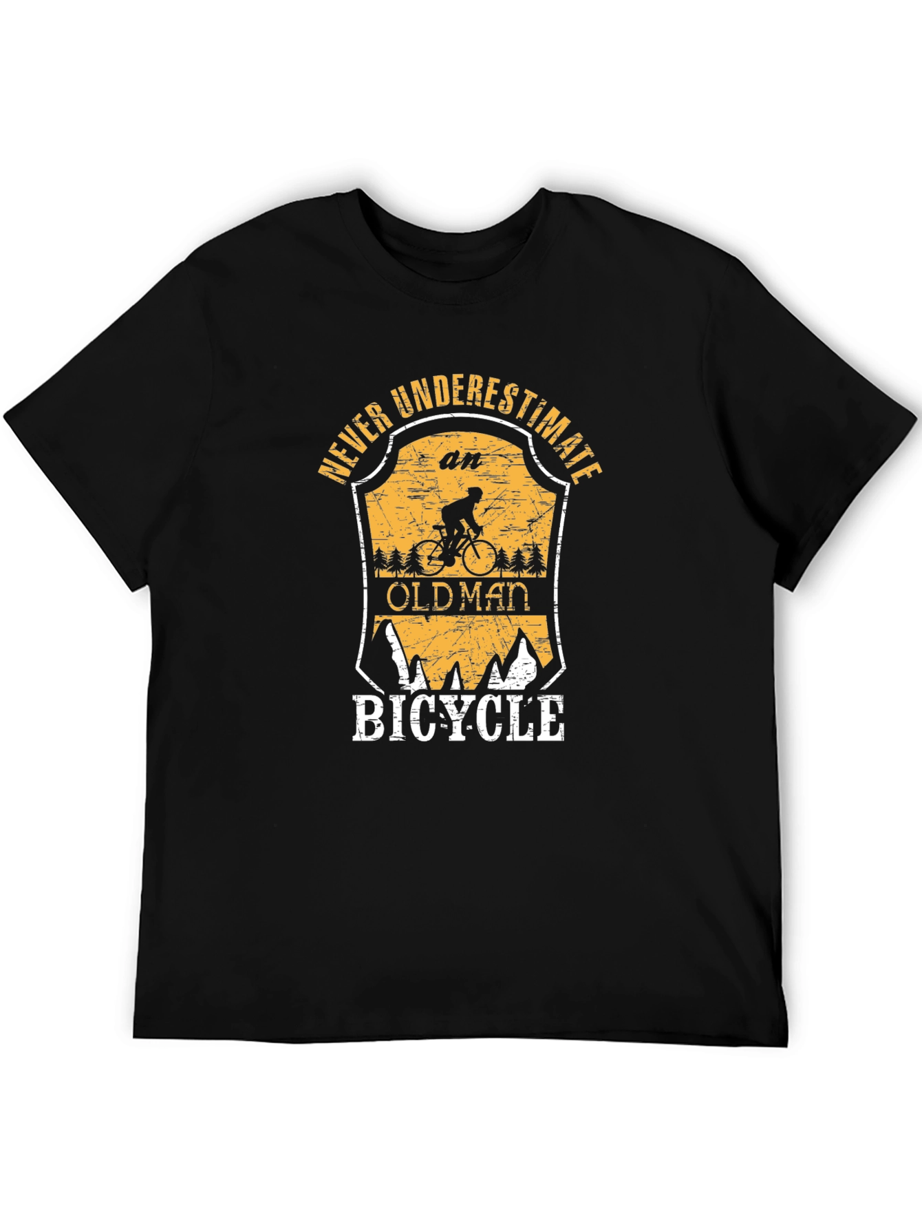 Black Never Underestimate an Old Man Bicycle T-Shirt view 5