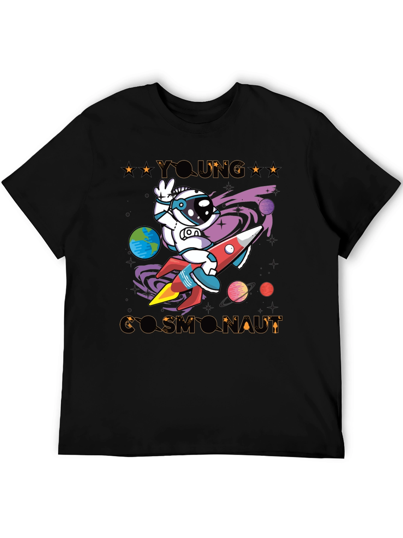 Black Young Astronaut T-Shirt - Space Adventure Tee view 5