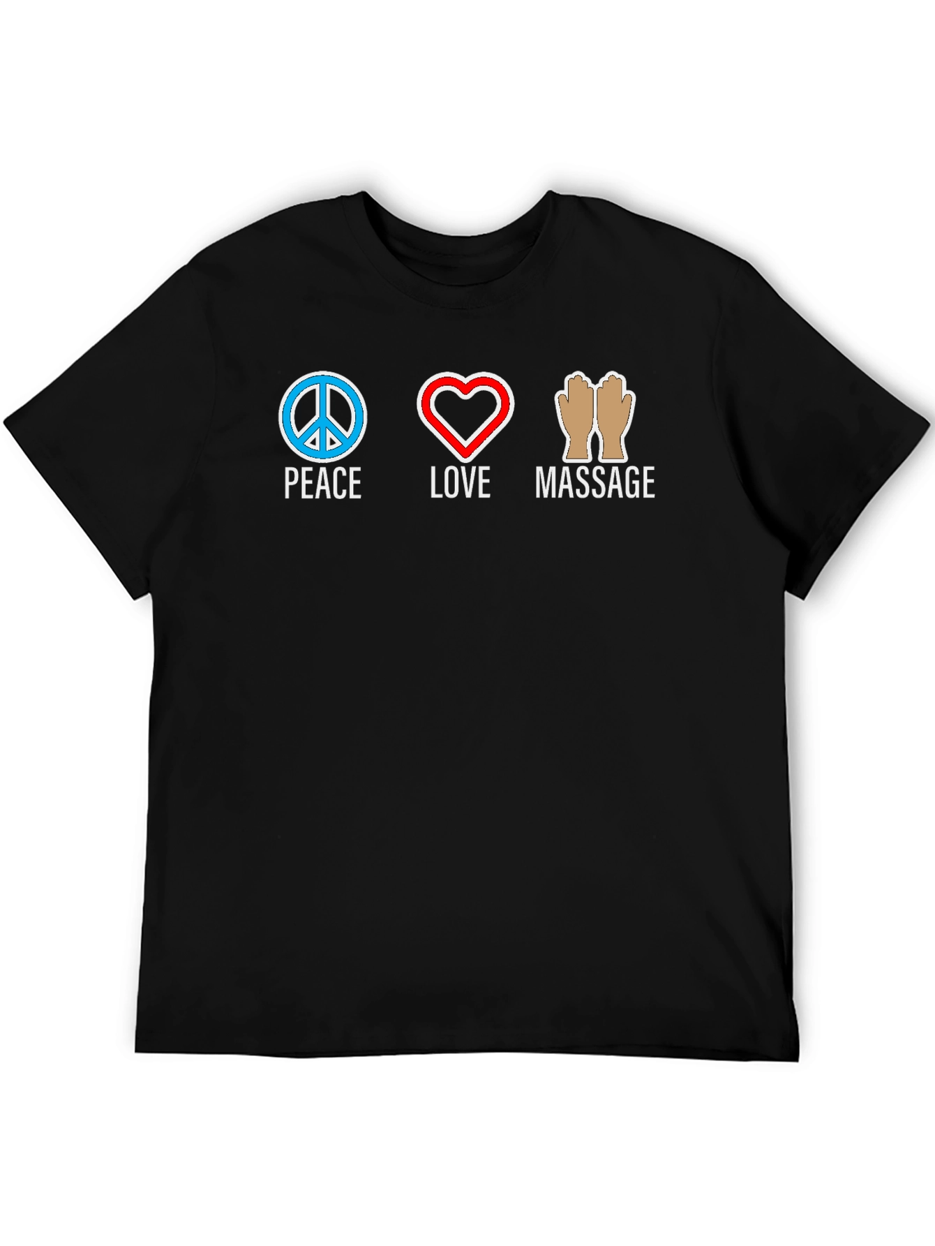 Black Peace Love Massage Graphic T-Shirt view 5