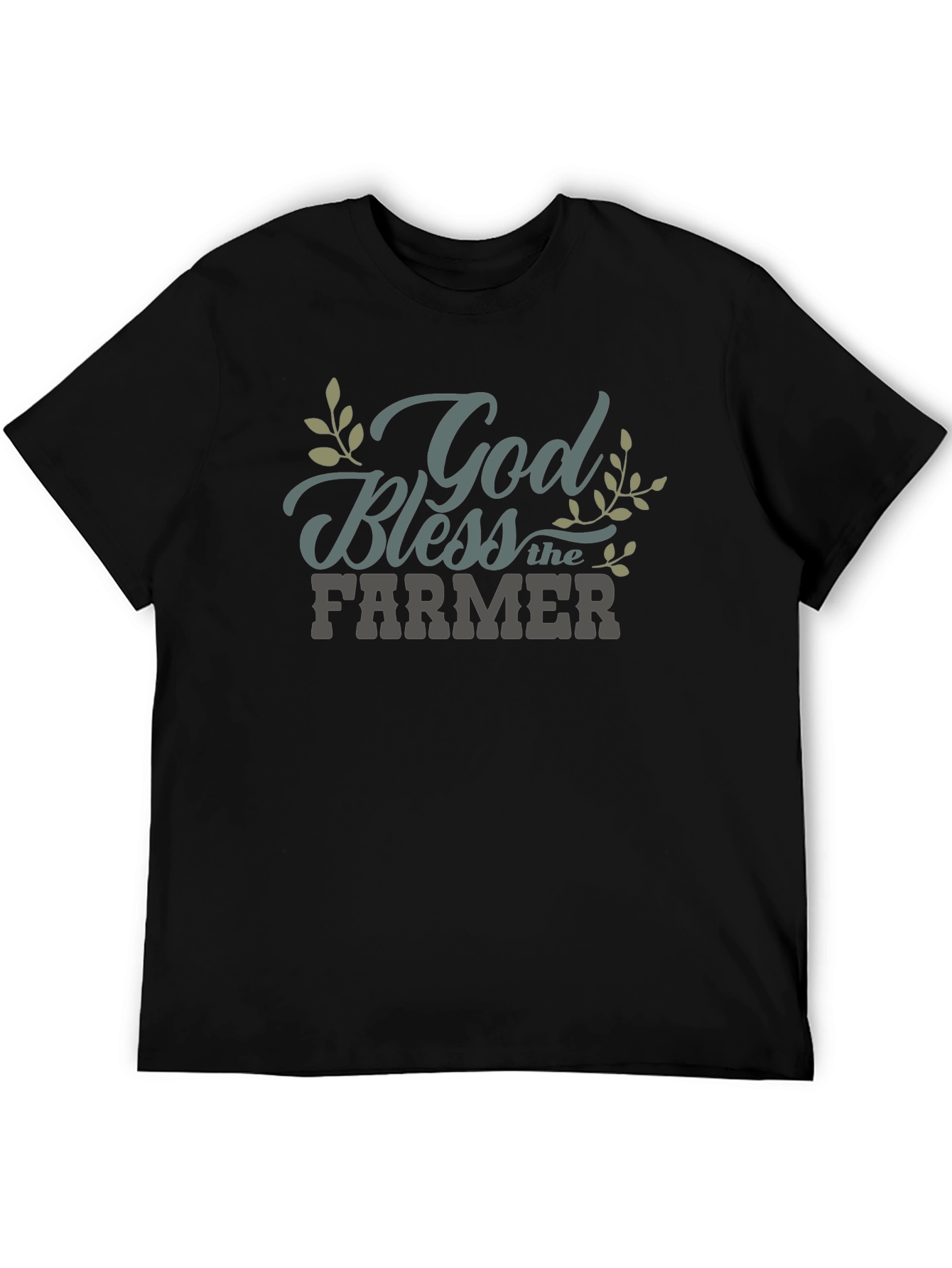 Black God Bless the Farmer Graphic T-Shirt - Black view 5
