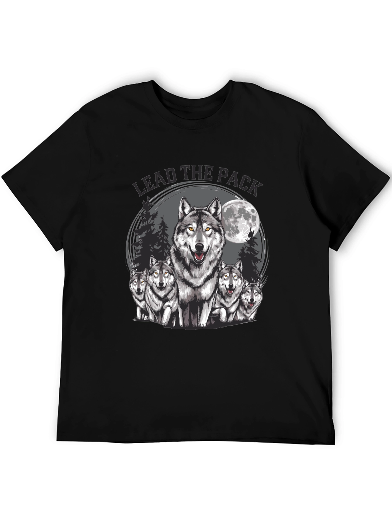 Black Lead the Pack Wolf Graphic T-Shirt view 5