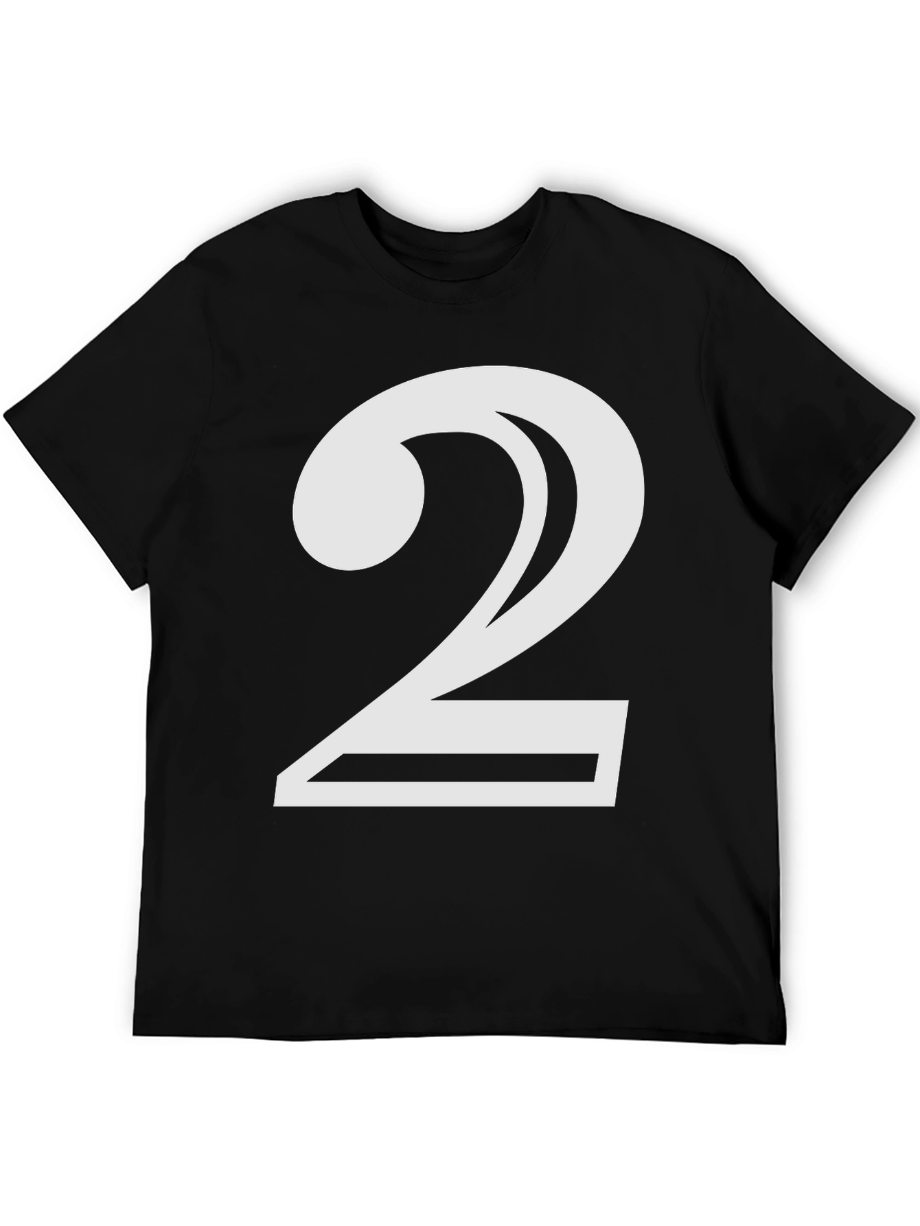 Black Bold Number 2 Graphic Tee - Black Cotton Blend view 5