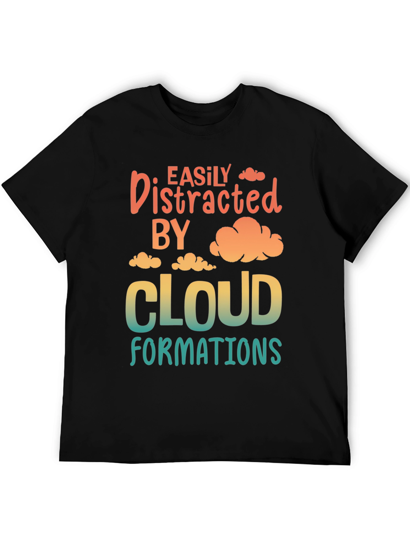 Black Easily Distracted By Cloud Formations T-Shirt view 5